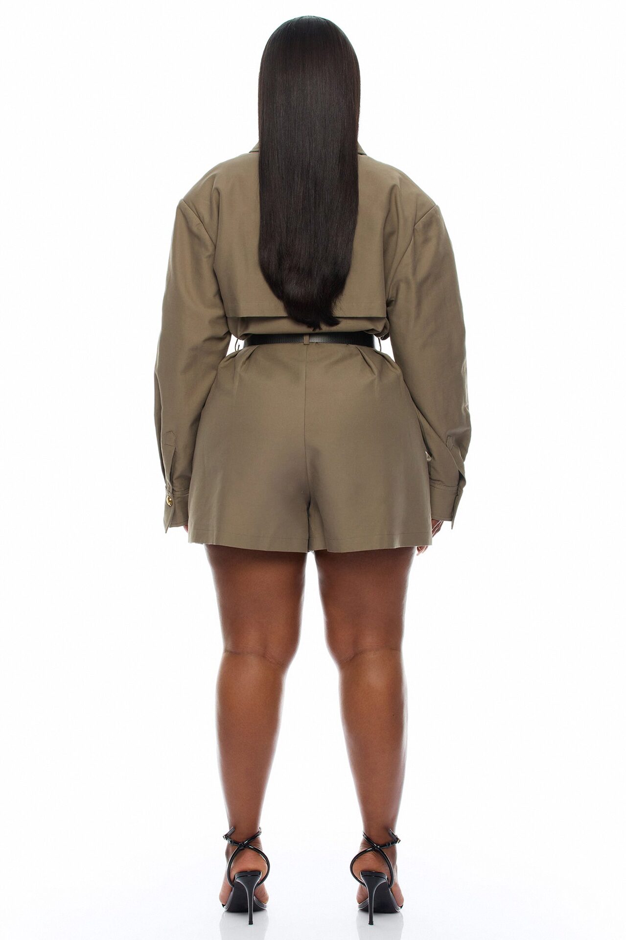 Morgan Cargo Belted Romper - Olive