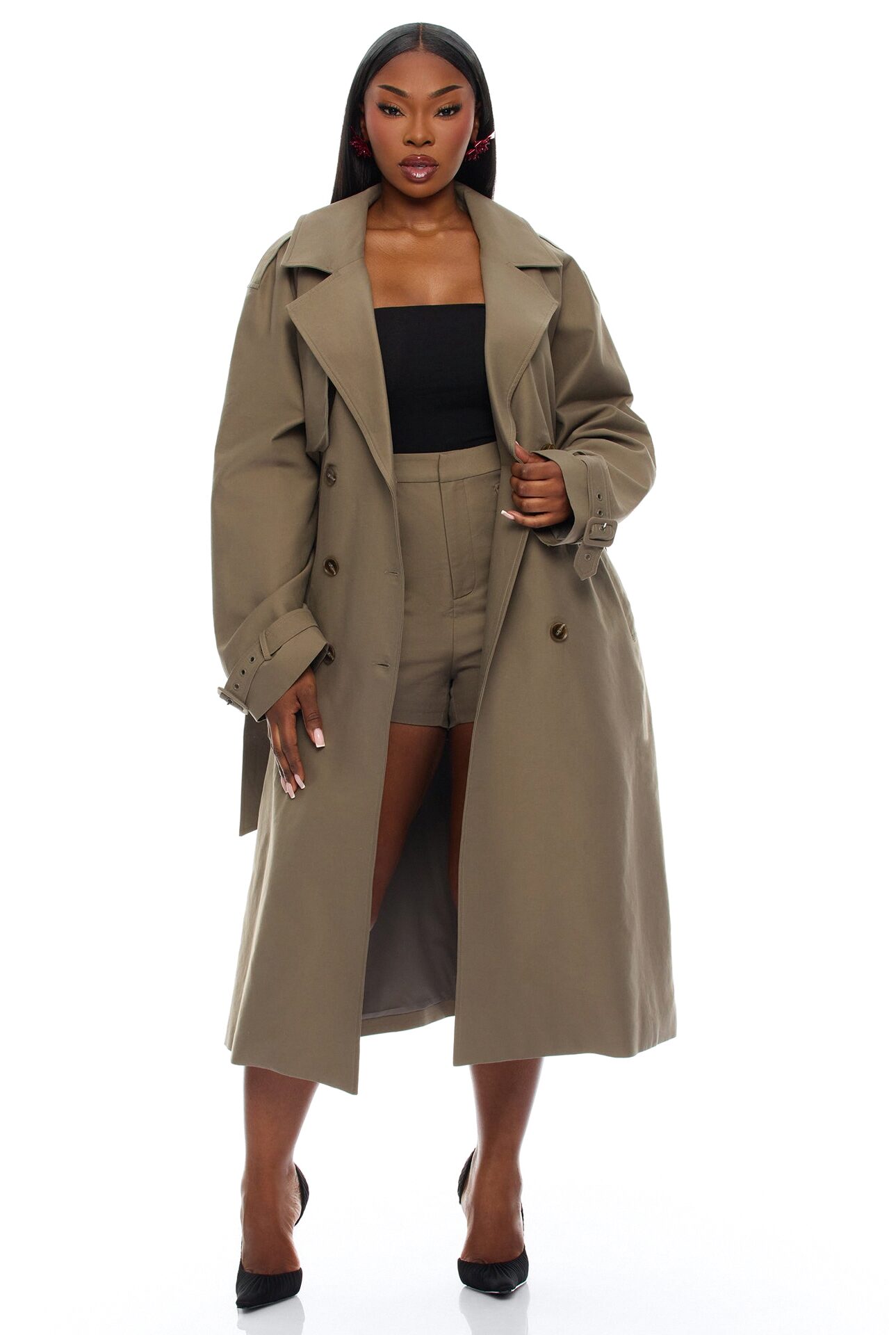 Marcella Double Breasted Coat - Olive