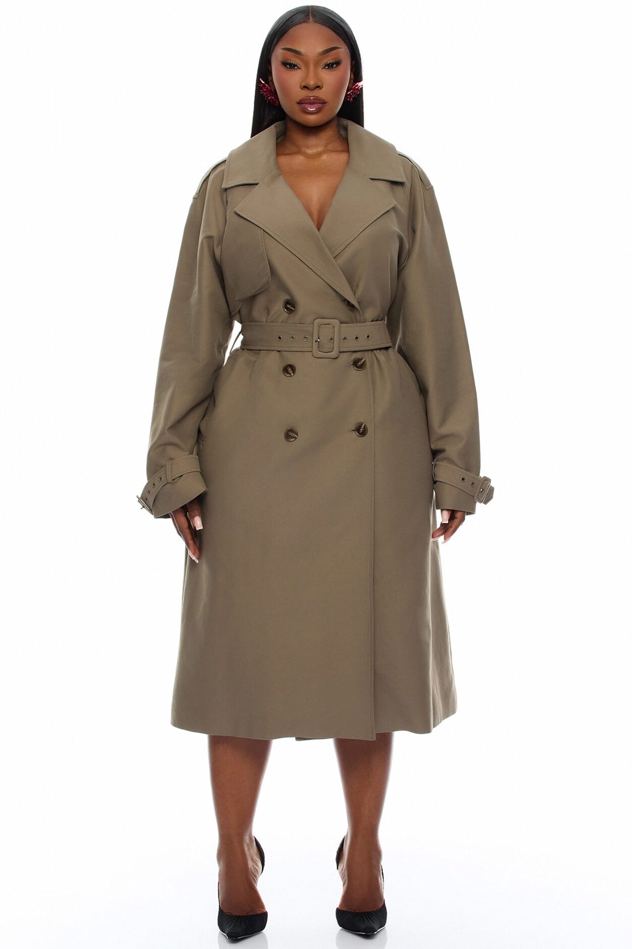 Marcella Double Breasted Coat - Olive