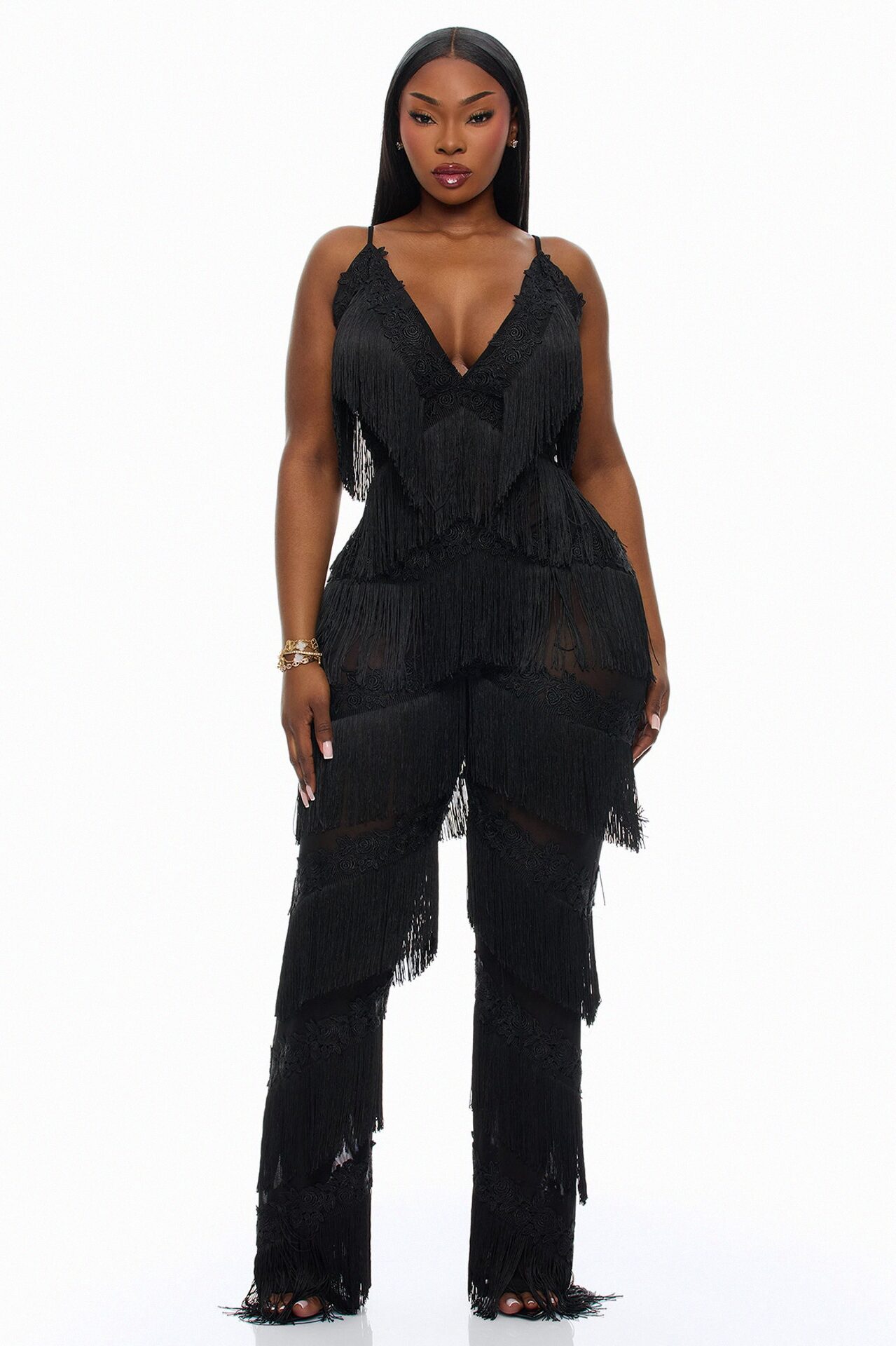 Lillie Fringe Jumpsuit - Black