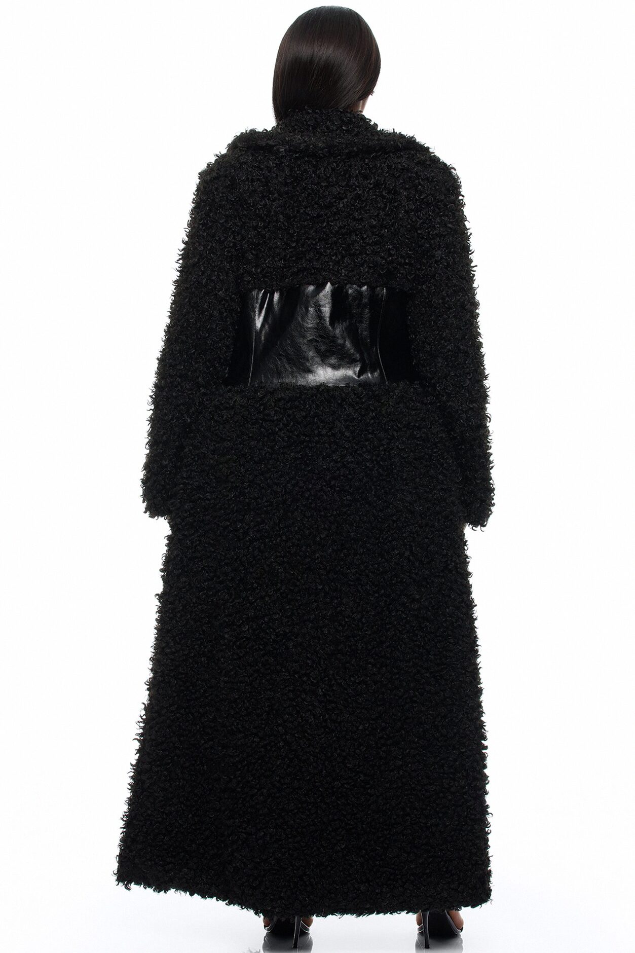Undercover Faux Leather Sherpa Coat - Black