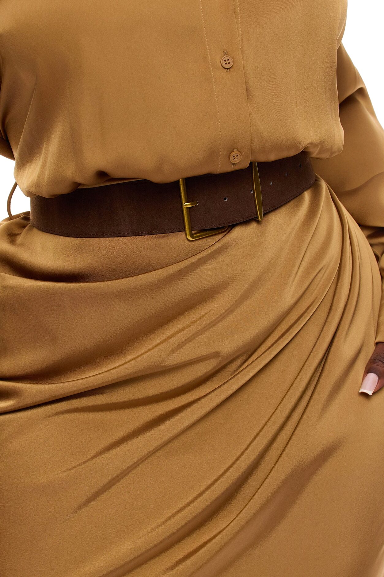 Dillion Belted Satin Maxi Dress - Bronze