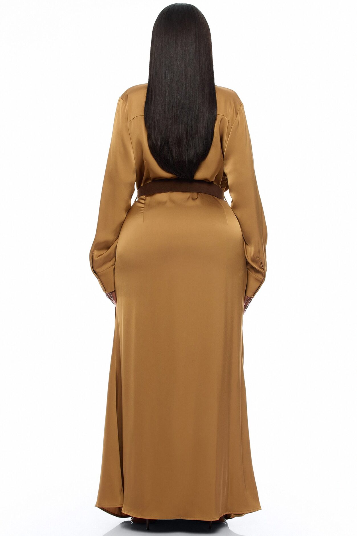 Dillion Belted Satin Maxi Dress - Bronze