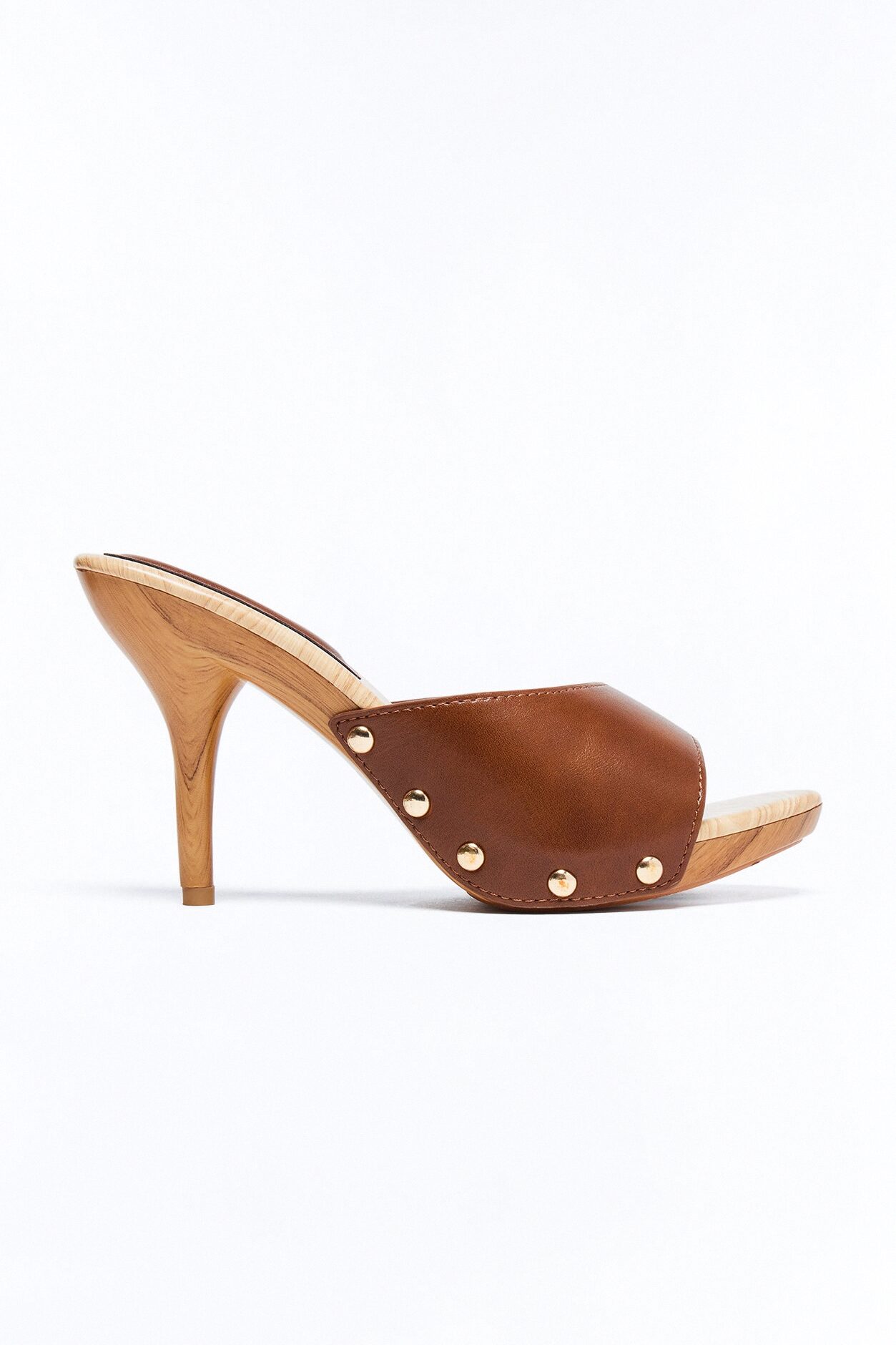 Rigby Studded Wood Heels - Brown