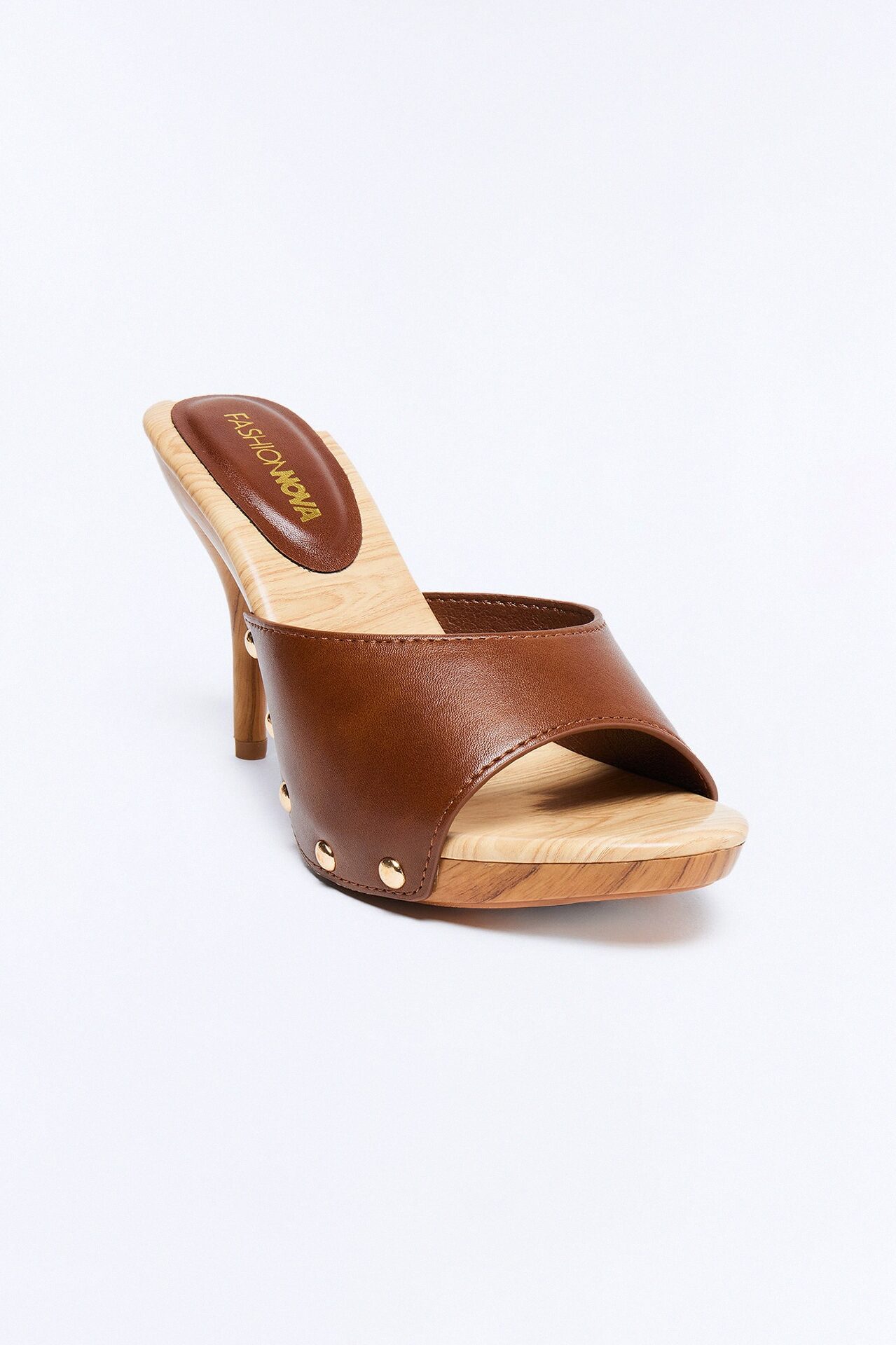 Rigby Studded Wood Heels - Brown