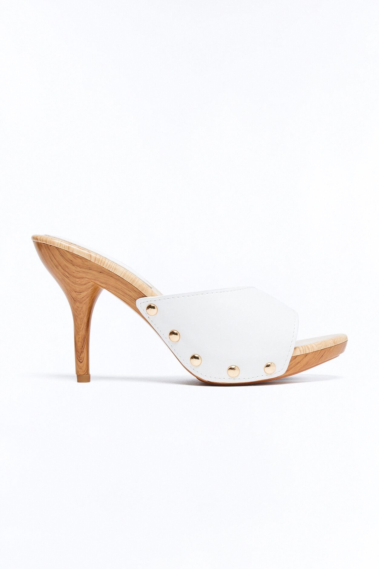 Rigby Studded Wood Heels - White