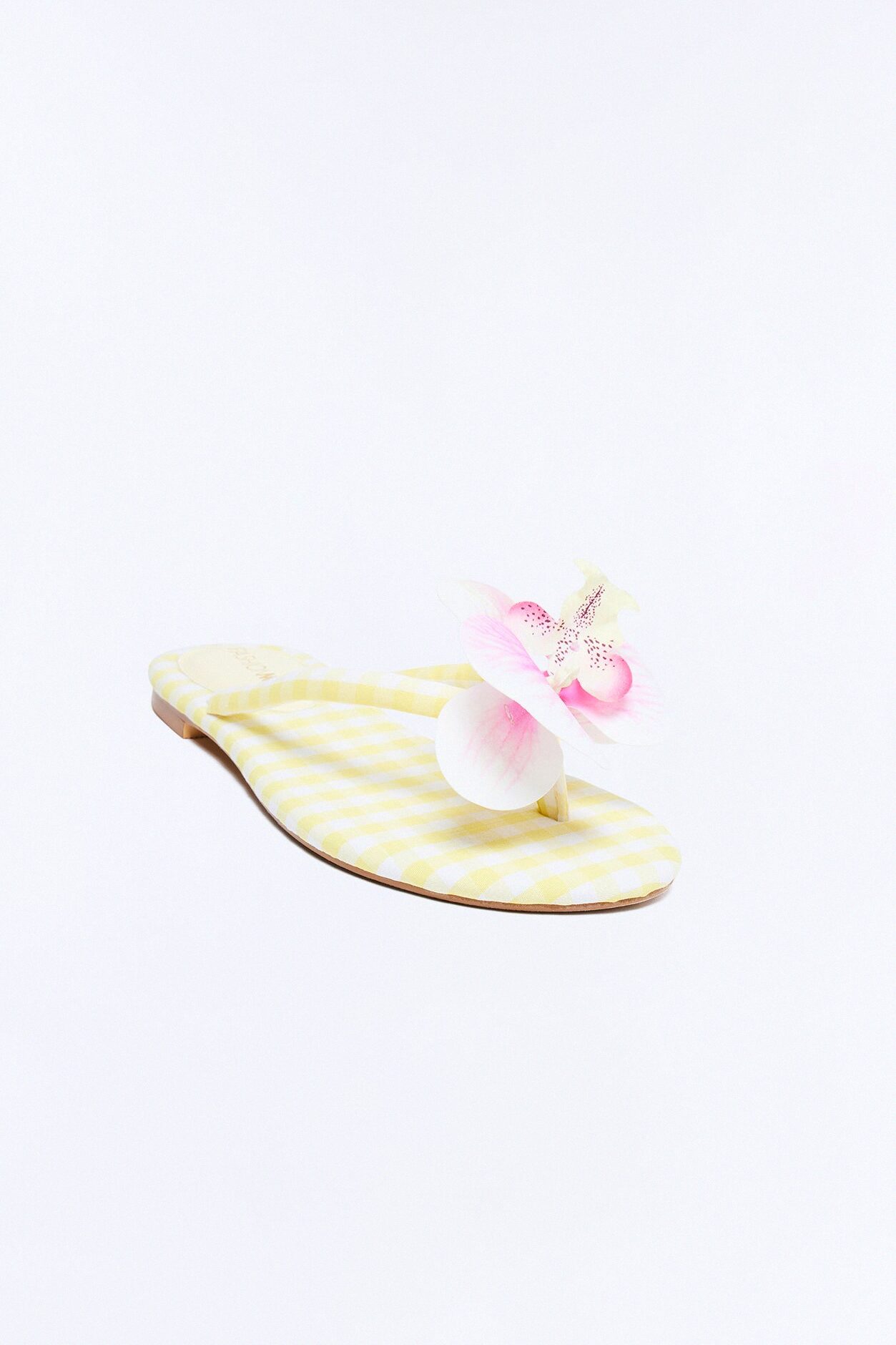 Ashbie Flower Gingham Flip Flops - Yellow