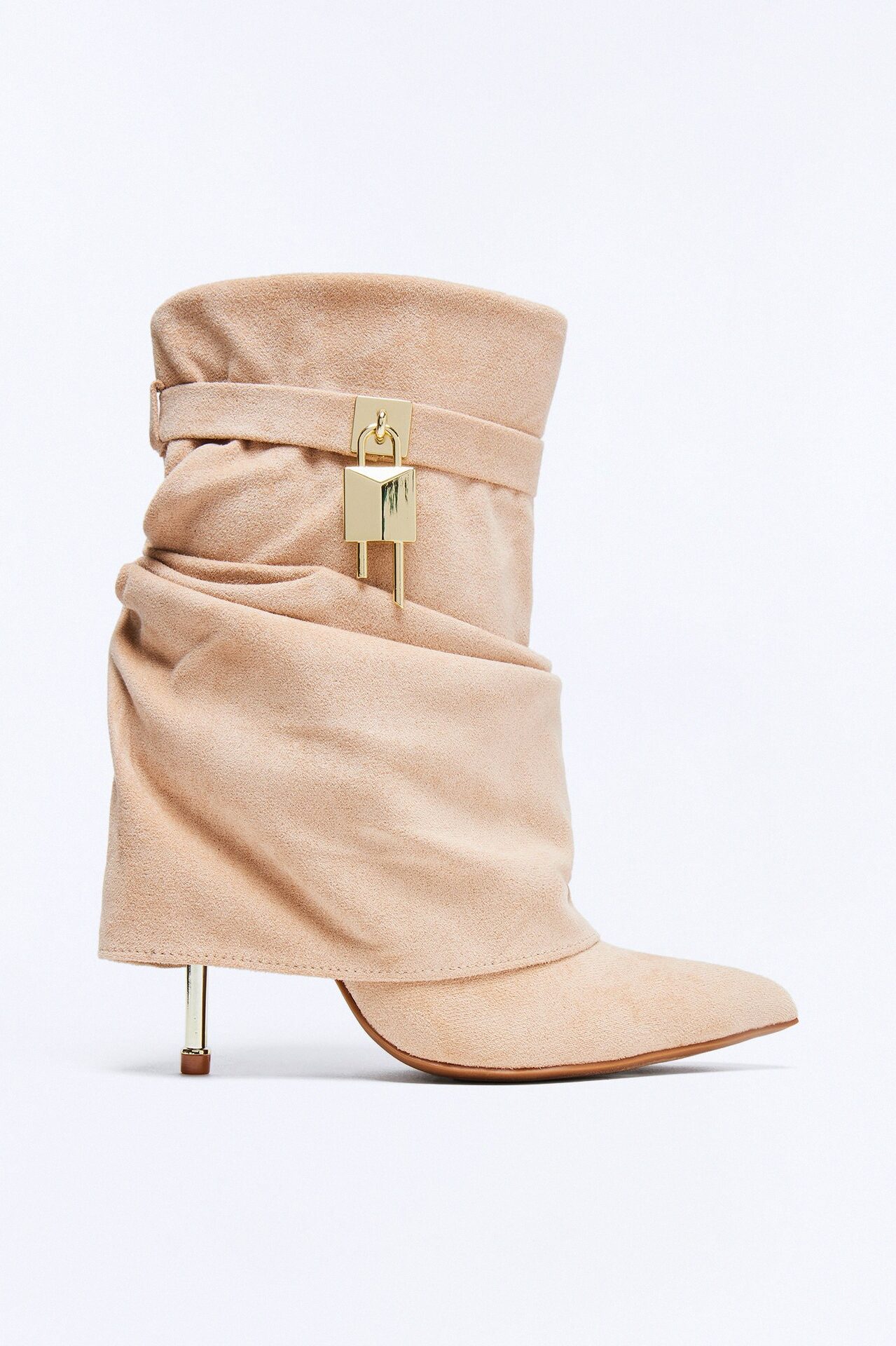 Alfie Ruched Overlay Boots - Nude