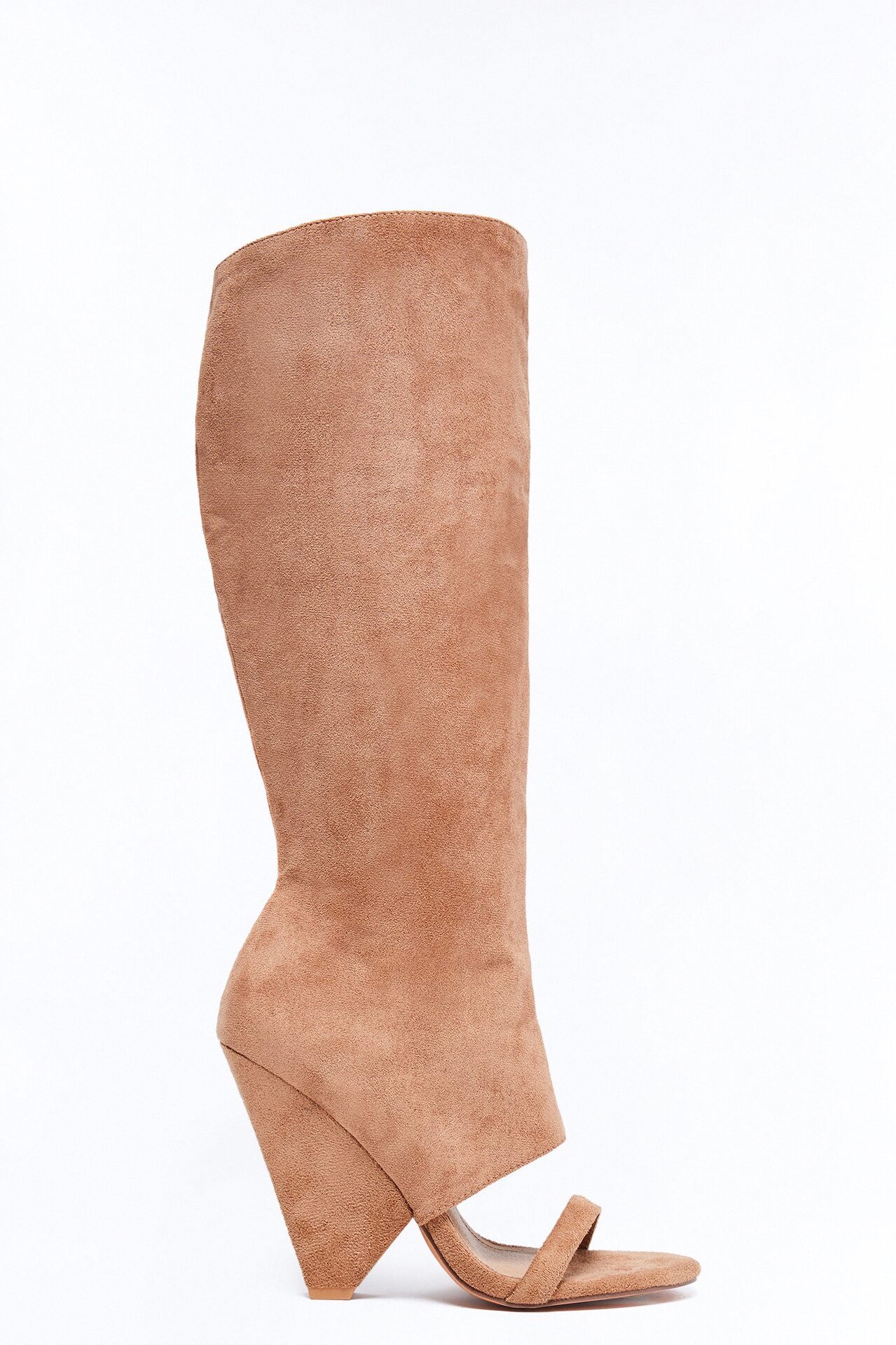 Mavey Suede Overlay Heels - Taupe