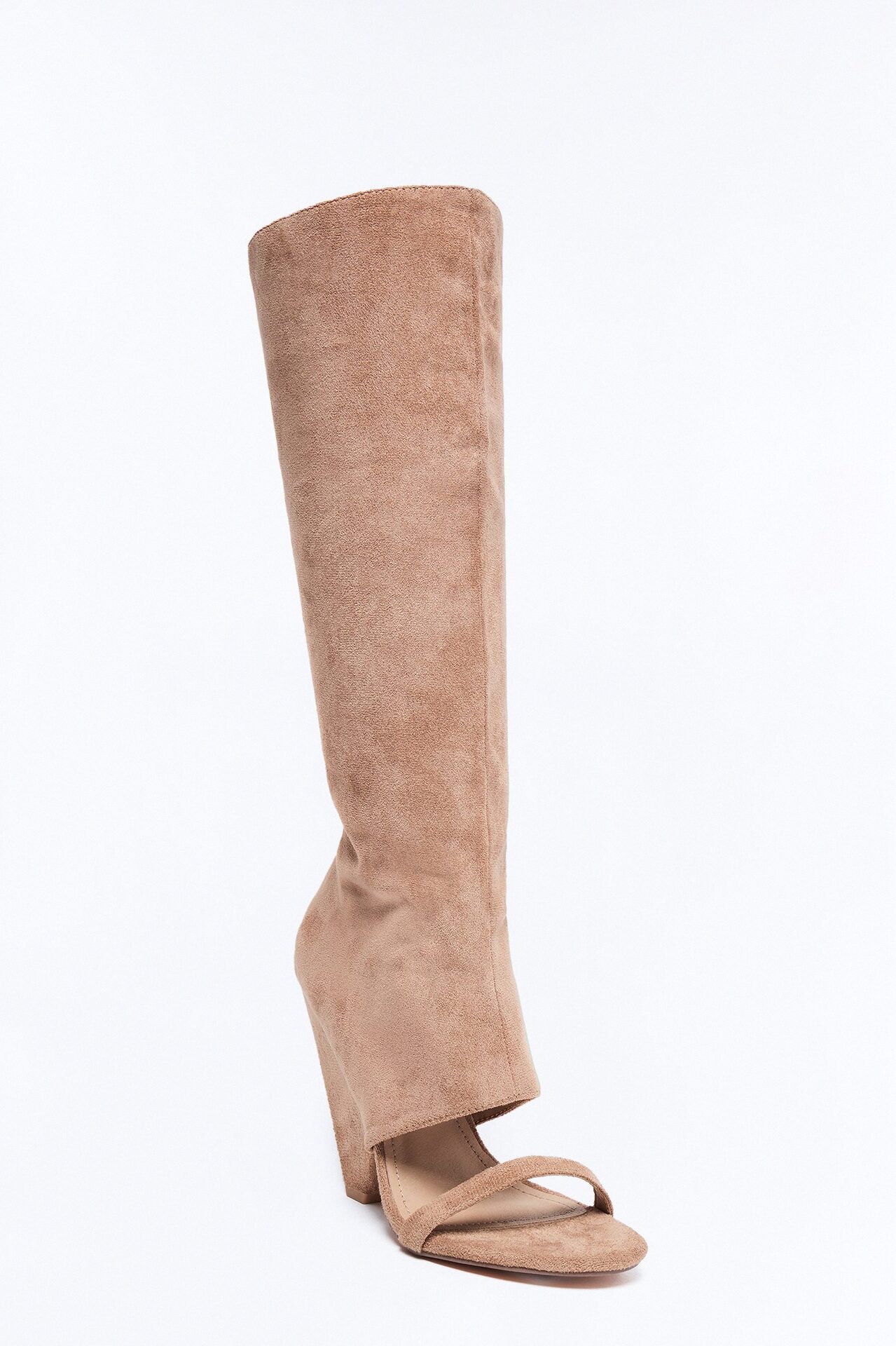 Mavey Suede Overlay Heels - Nude