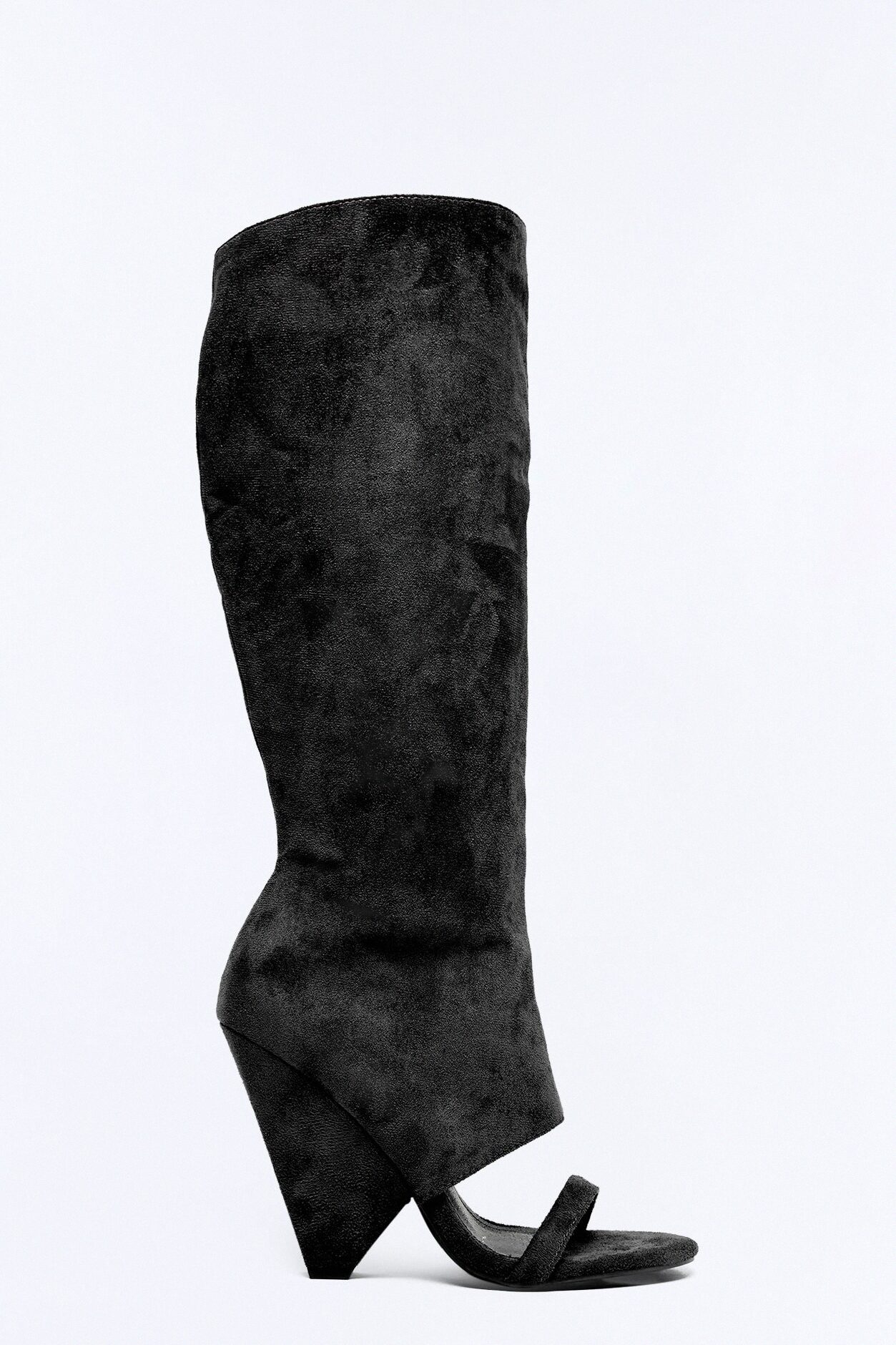 Mavey Suede Overlay Heels - Black