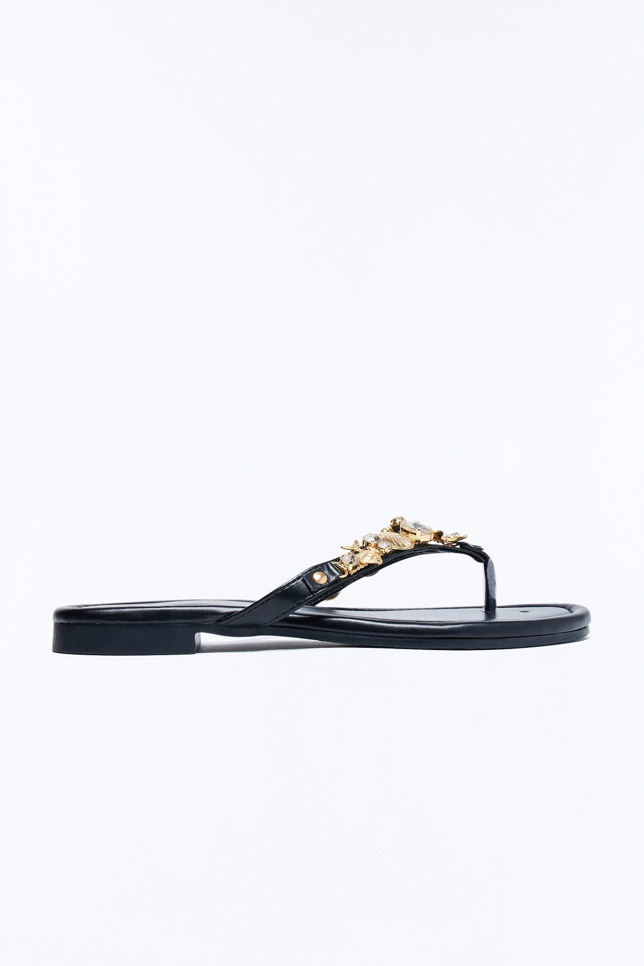 Conch Shell Hardware Flip Flops - Black