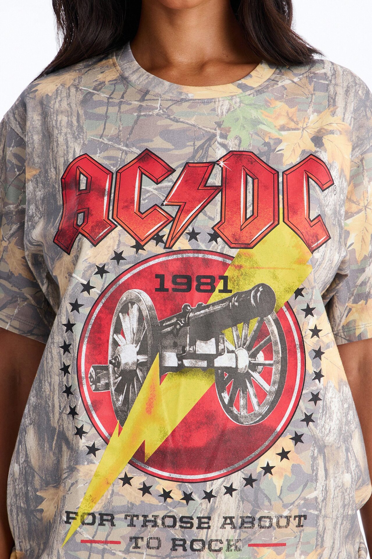 ACDC Camo Printed Oversized Tee - Camouflage