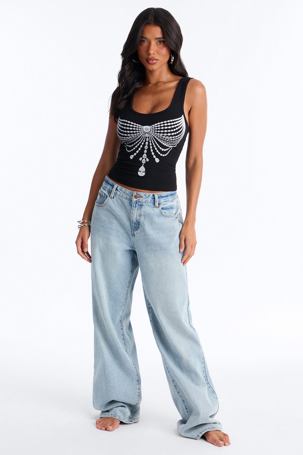 Showgirl Bra Tank Top - Black