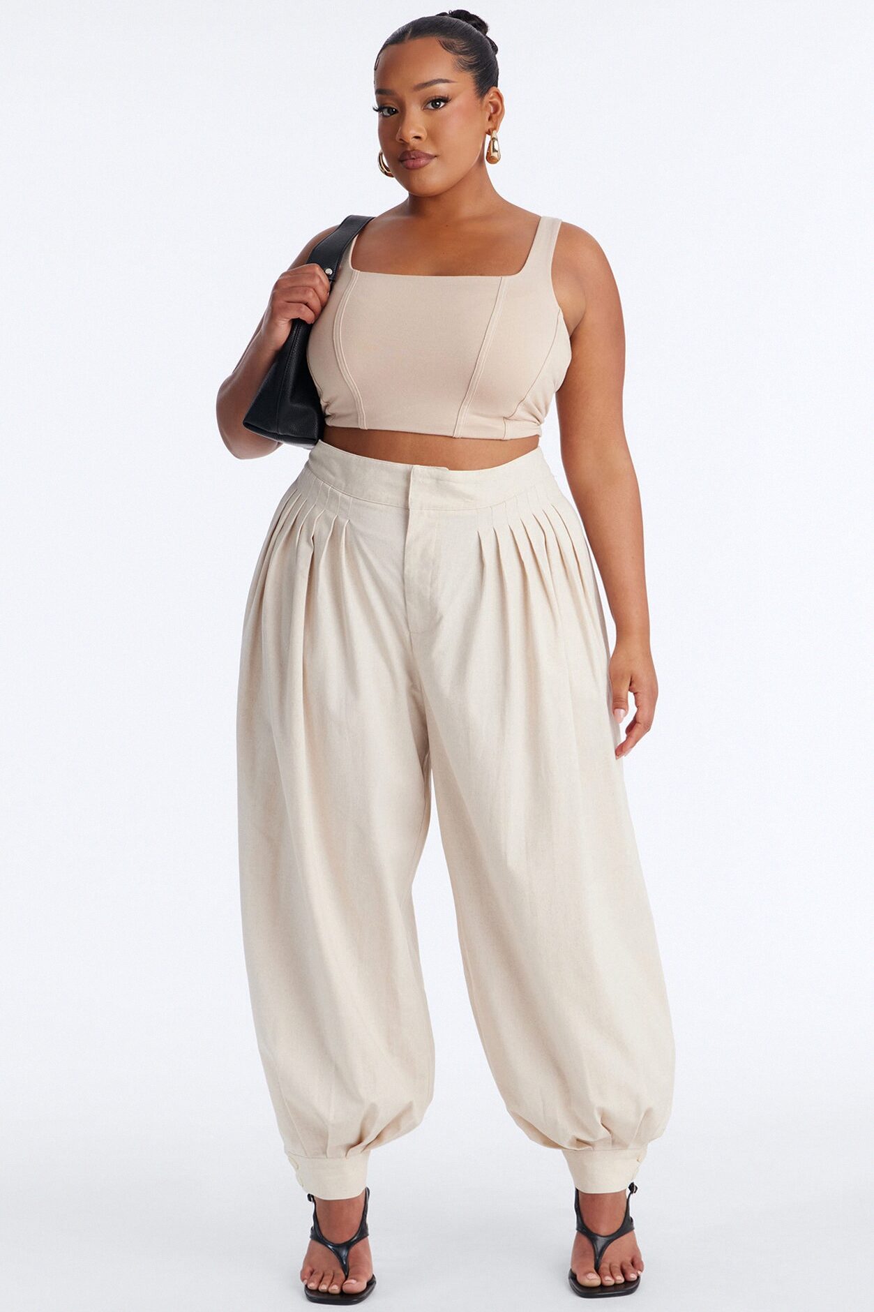 Samantha High Waisted Balloon Jogger Pant 30″ - Natural