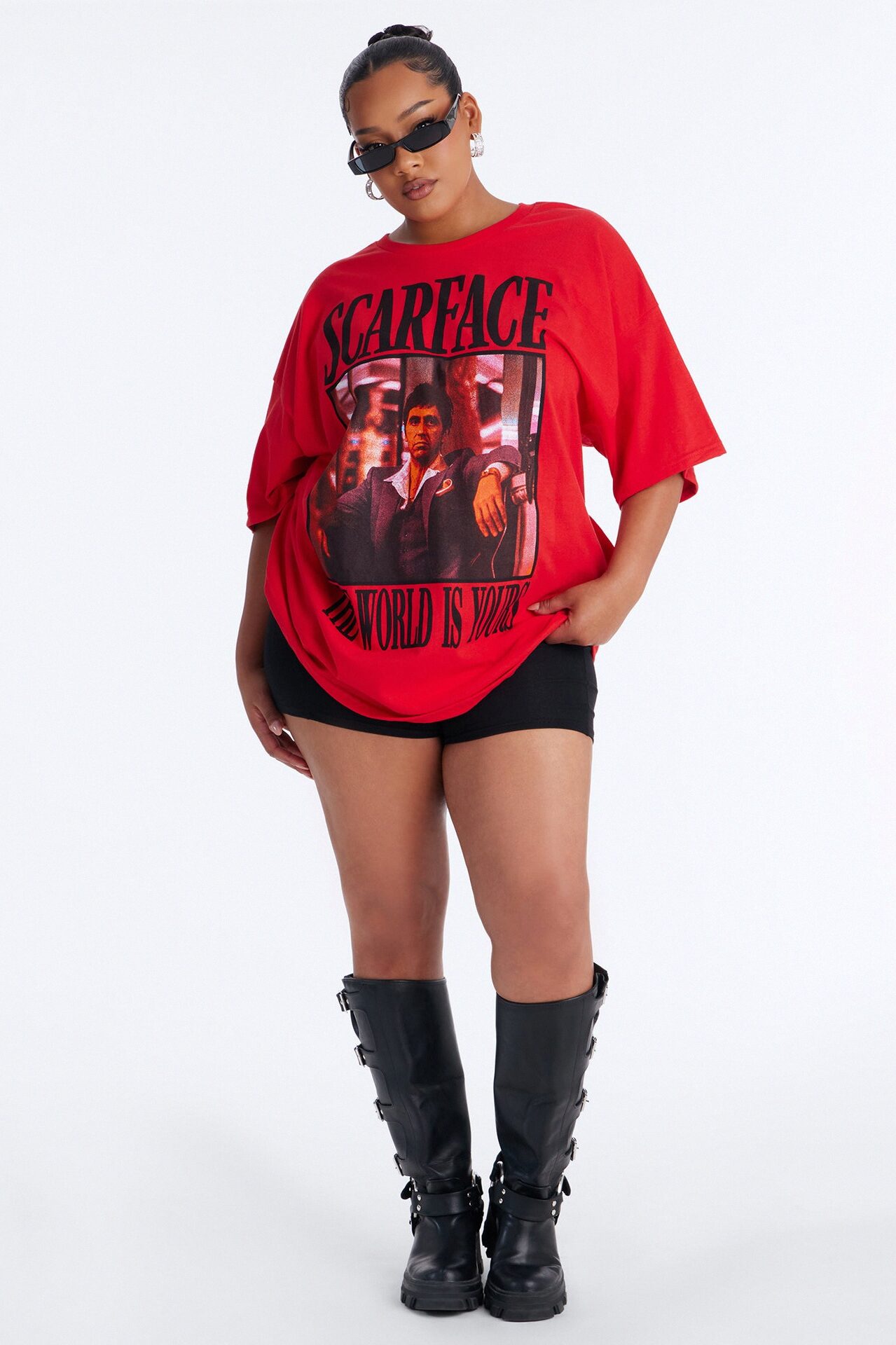 Scarface Multi Photo Oversized Tee - Red