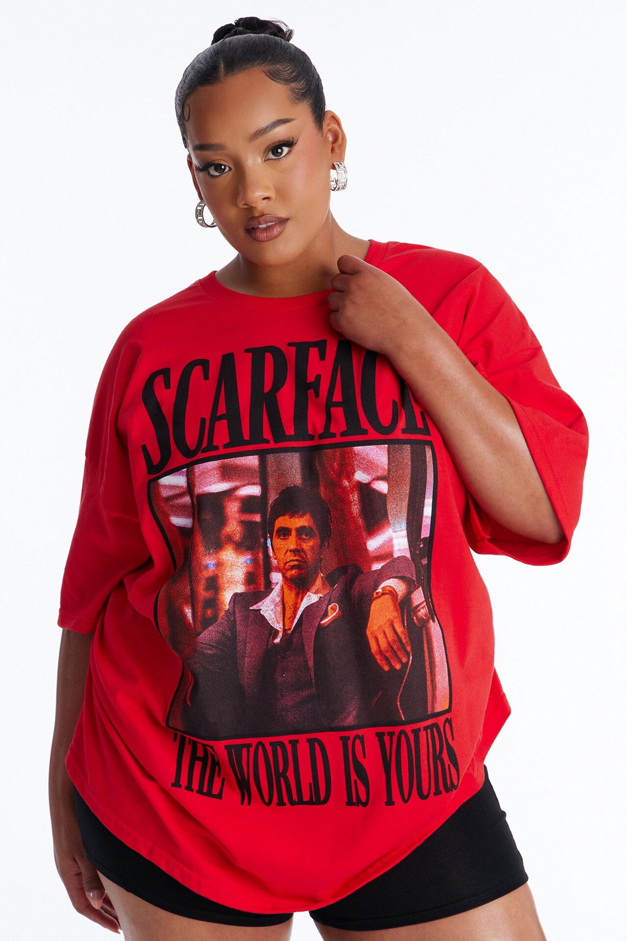 Scarface Multi Photo Oversized Tee - Red