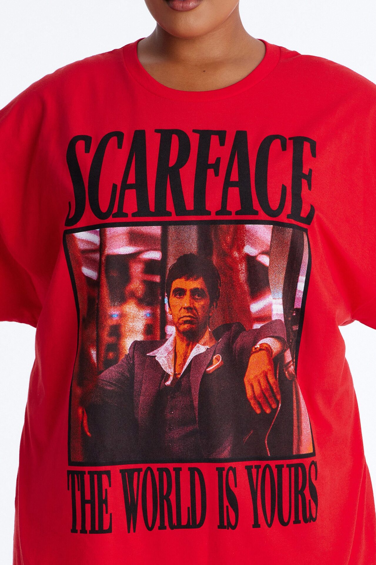 Scarface Multi Photo Oversized Tee - Red