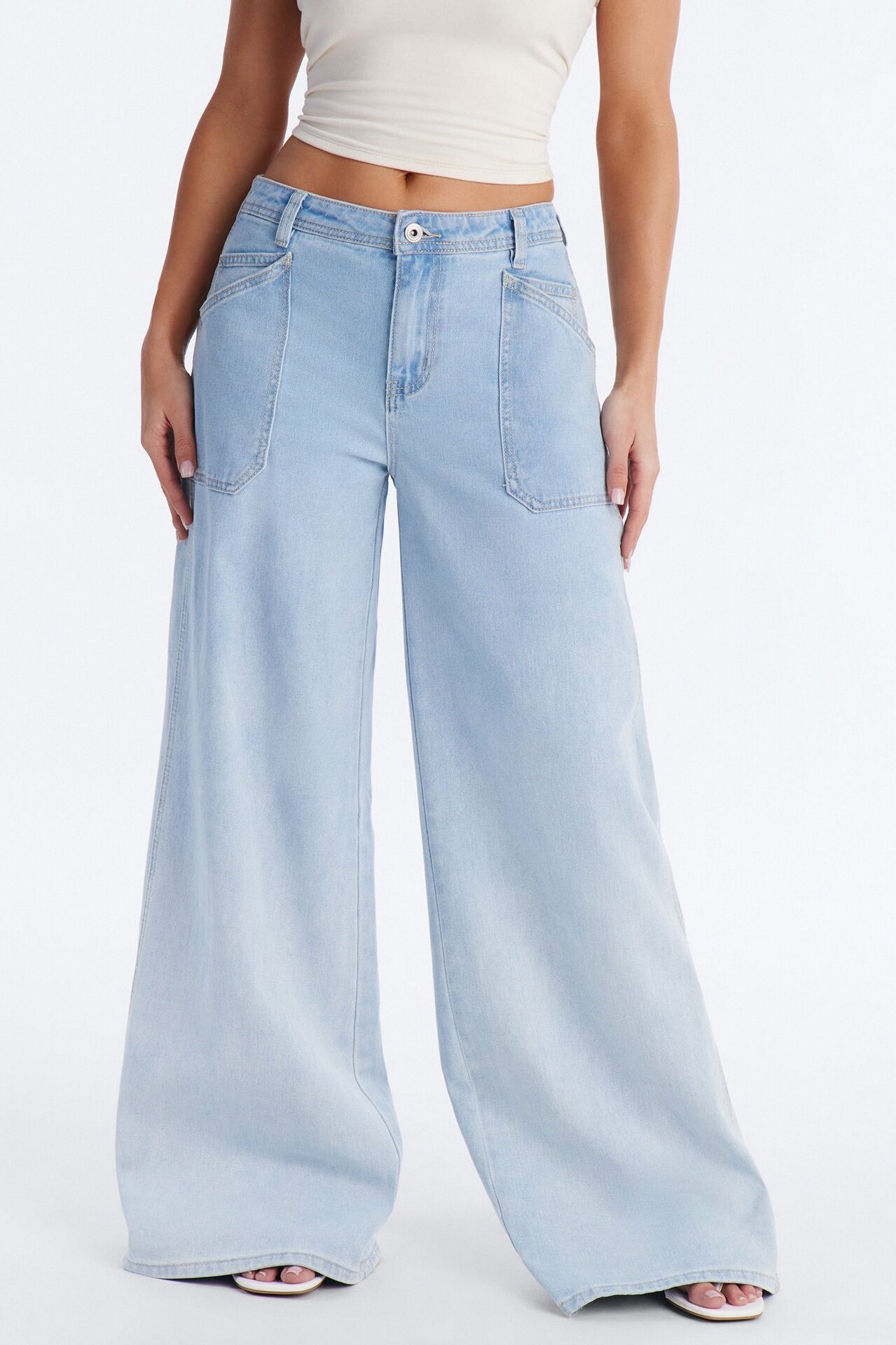 Sandbar Drapey Wide Leg Jeans - Light Wash