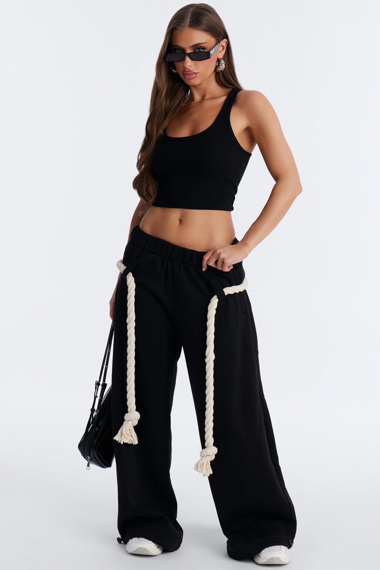 Rope Me In Baggy Barrel Sweatpants - Black