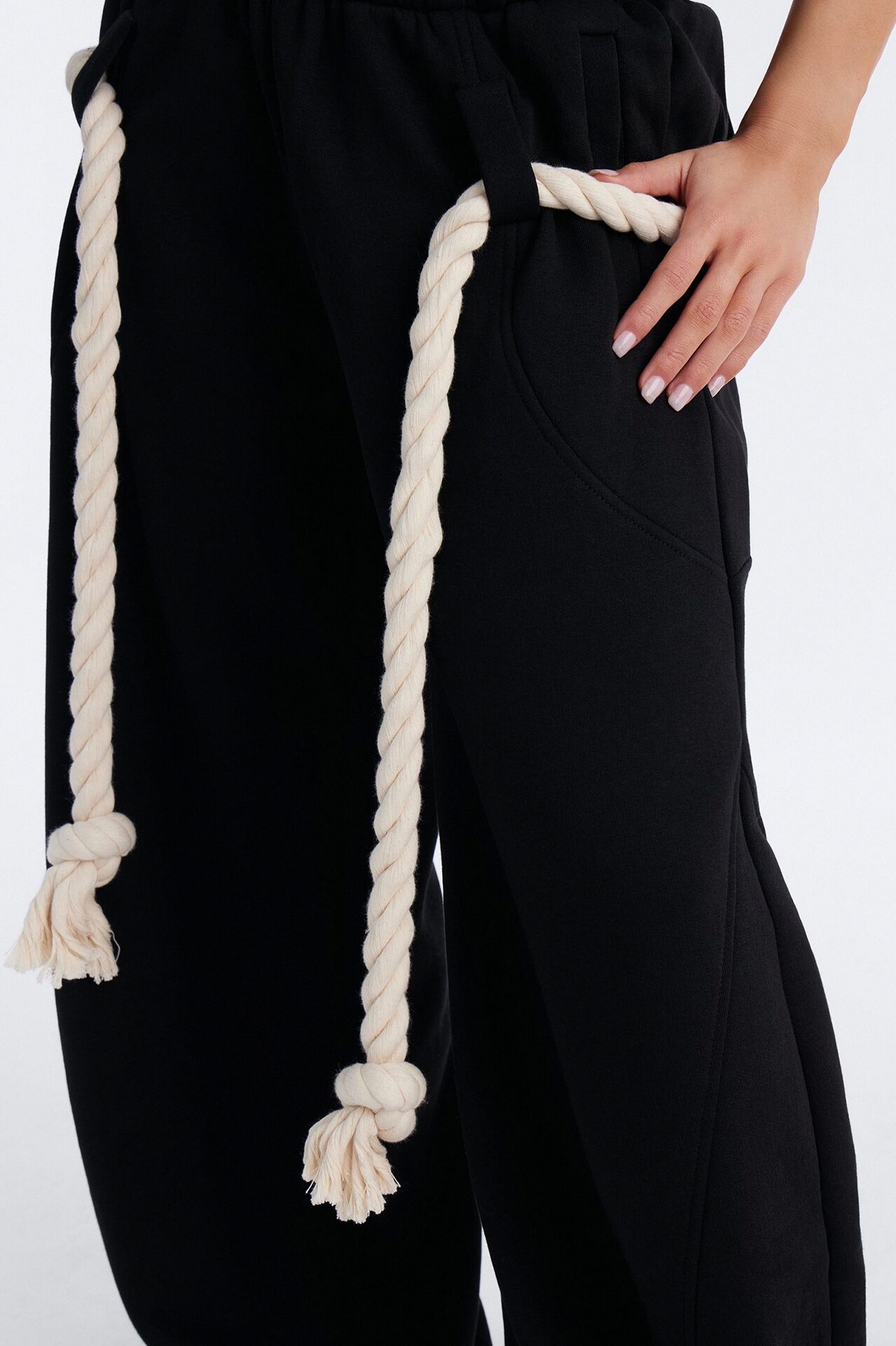 Rope Me In Baggy Barrel Sweatpants - Black