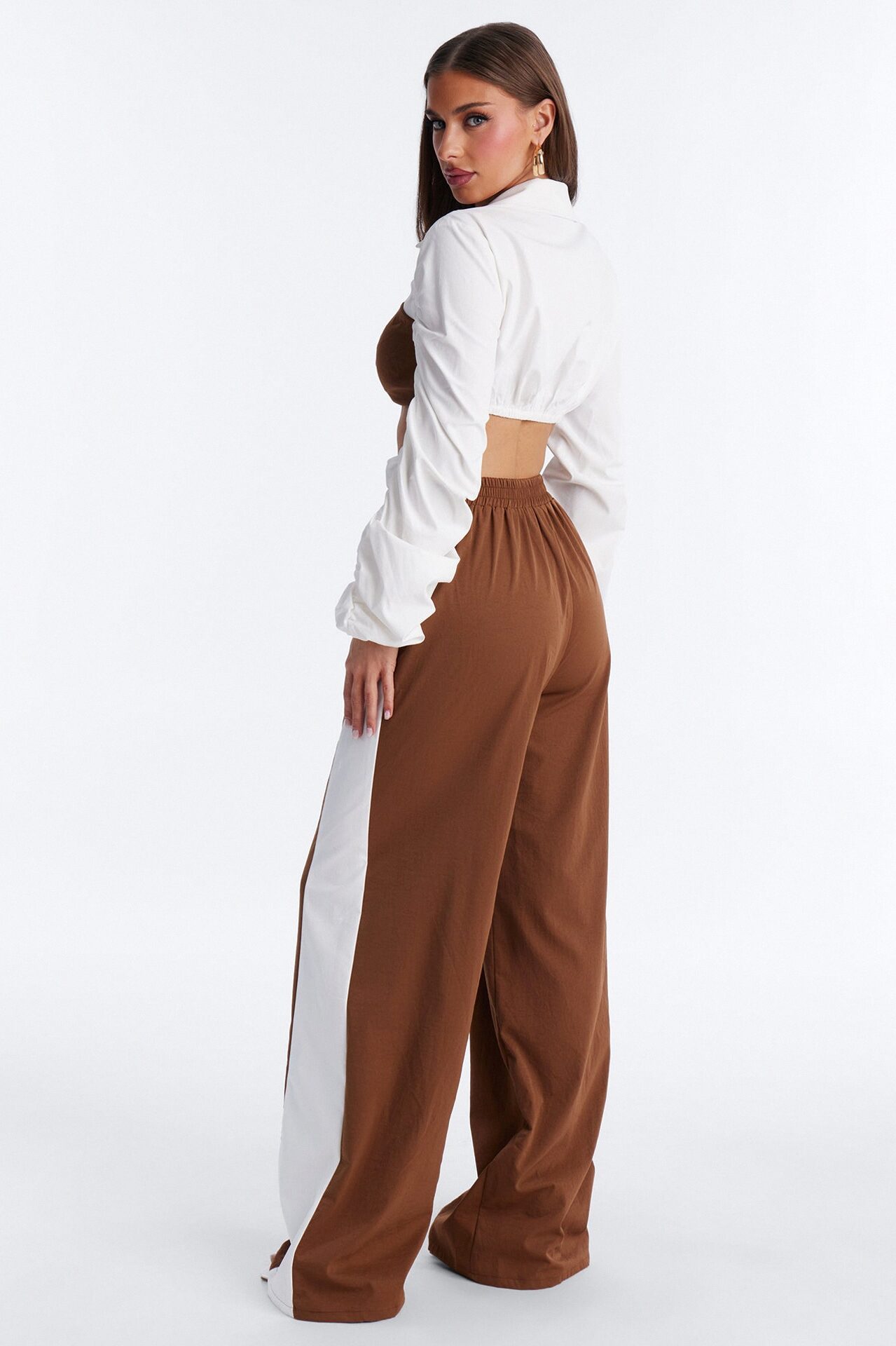 Mallorie Wide Leg Pant Set - Brown