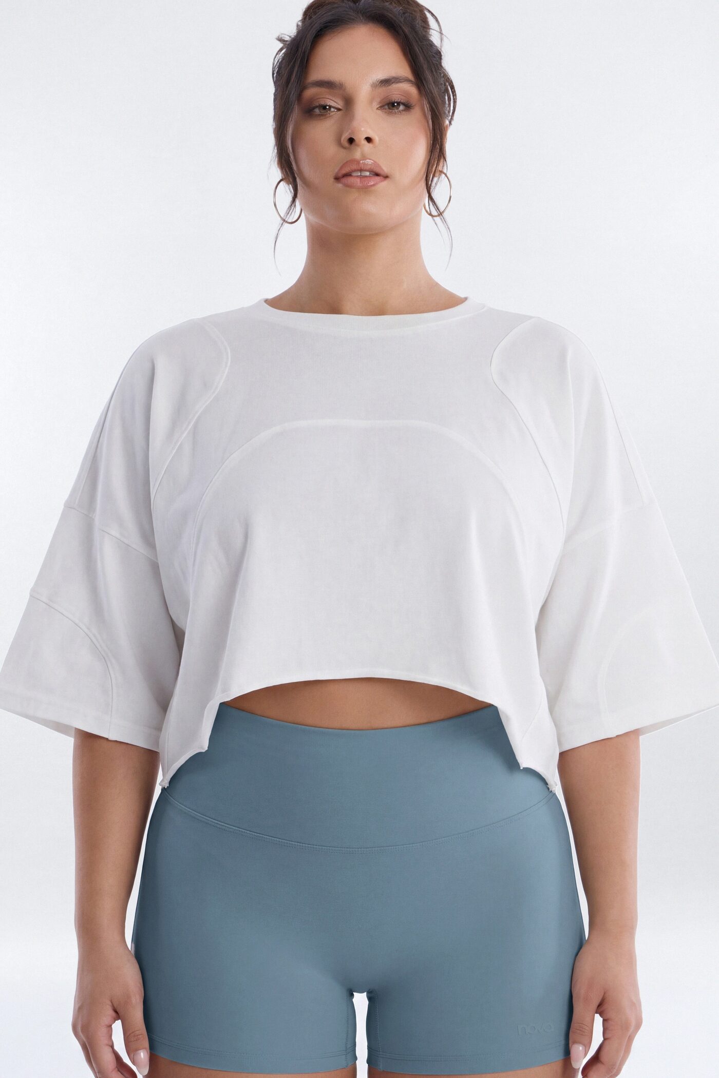 Cotton Jersey Oversized Stitched Short Sleeve Top - Bright White