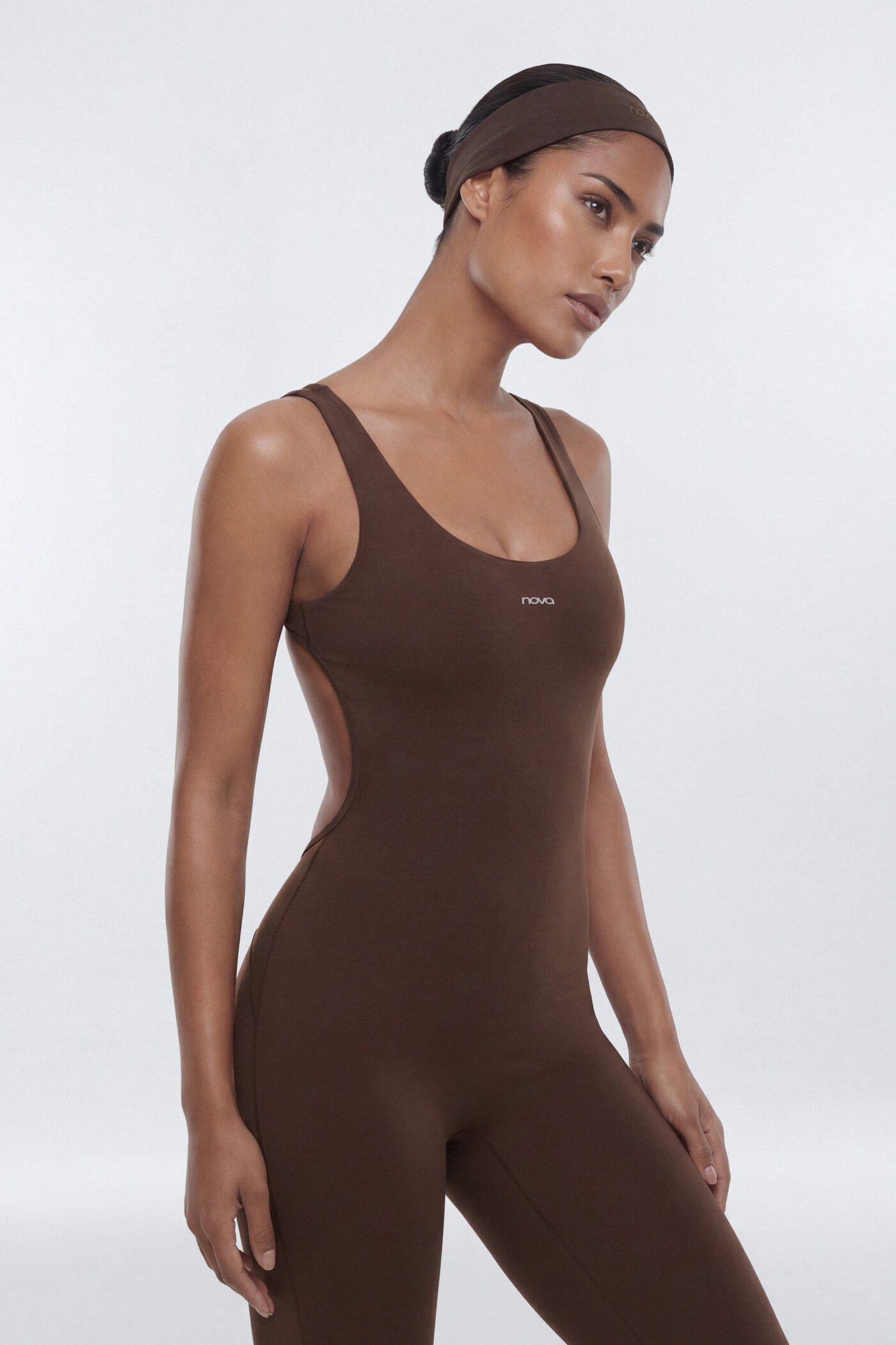 CloudForm™ 32″ Inseam Backless Sports Jumpsuit - Brown