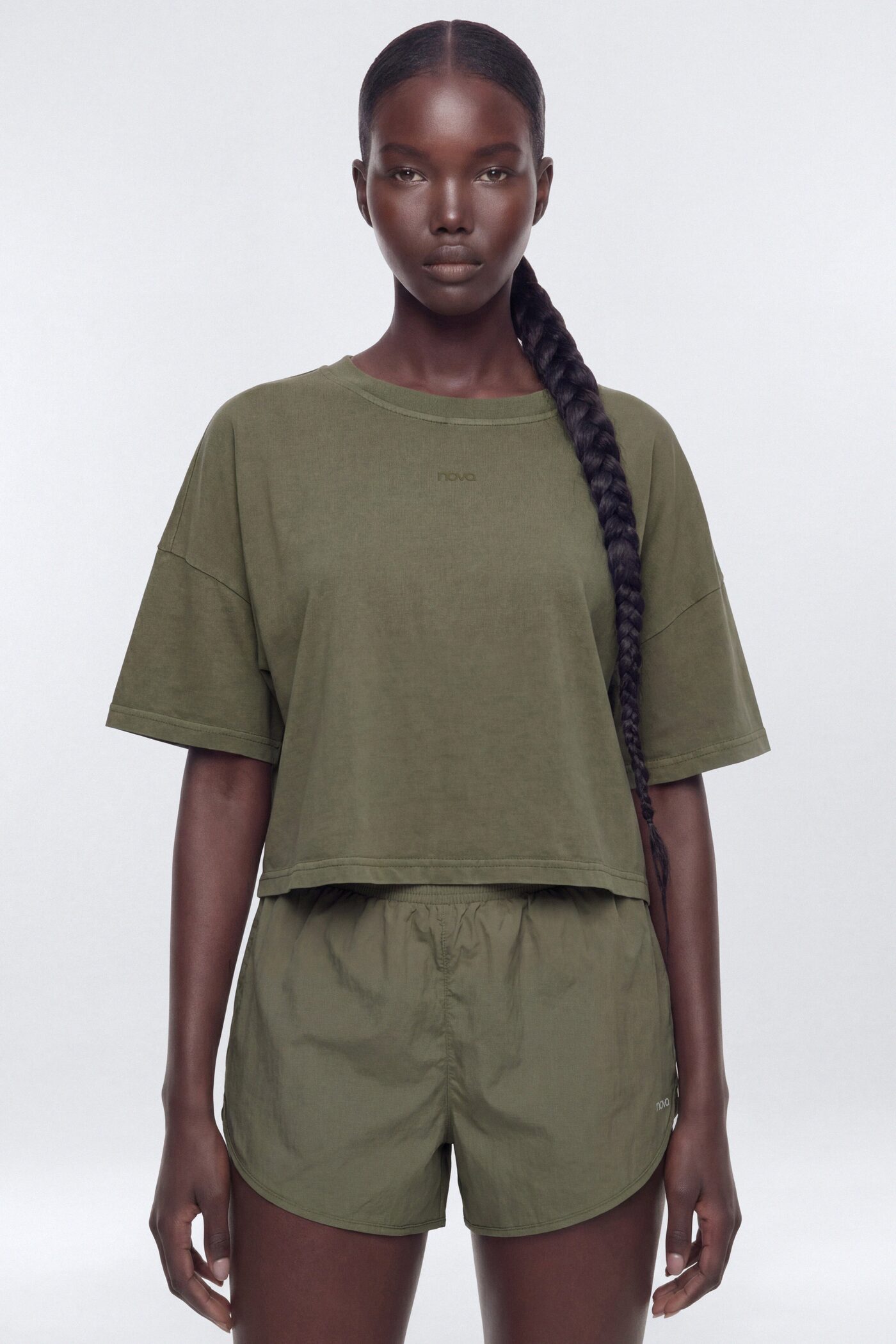 Cotton Jersey Boxy Short Sleeve Top - Moss