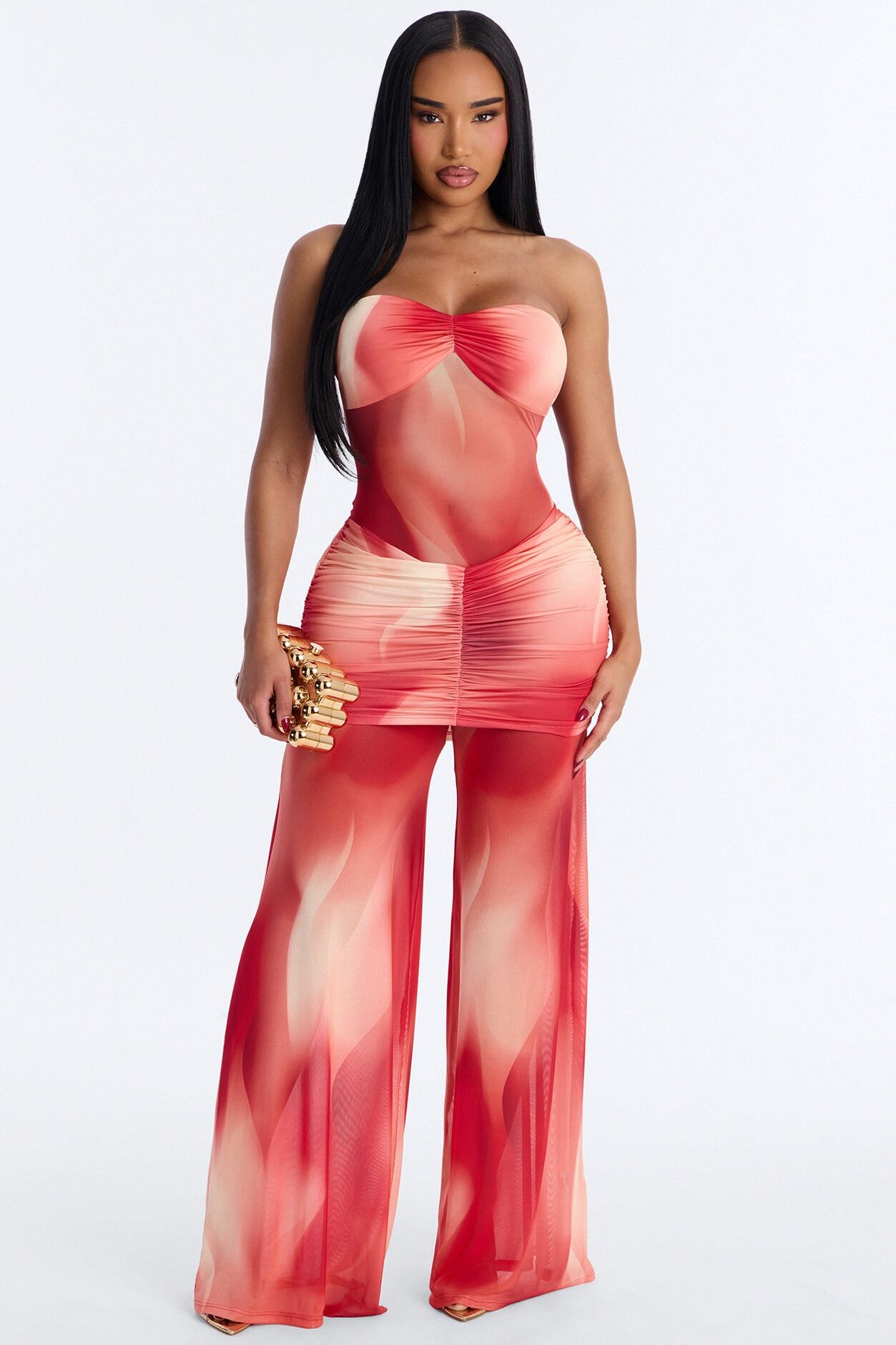 Orange Crush Mesh Jumpsuit - Orange