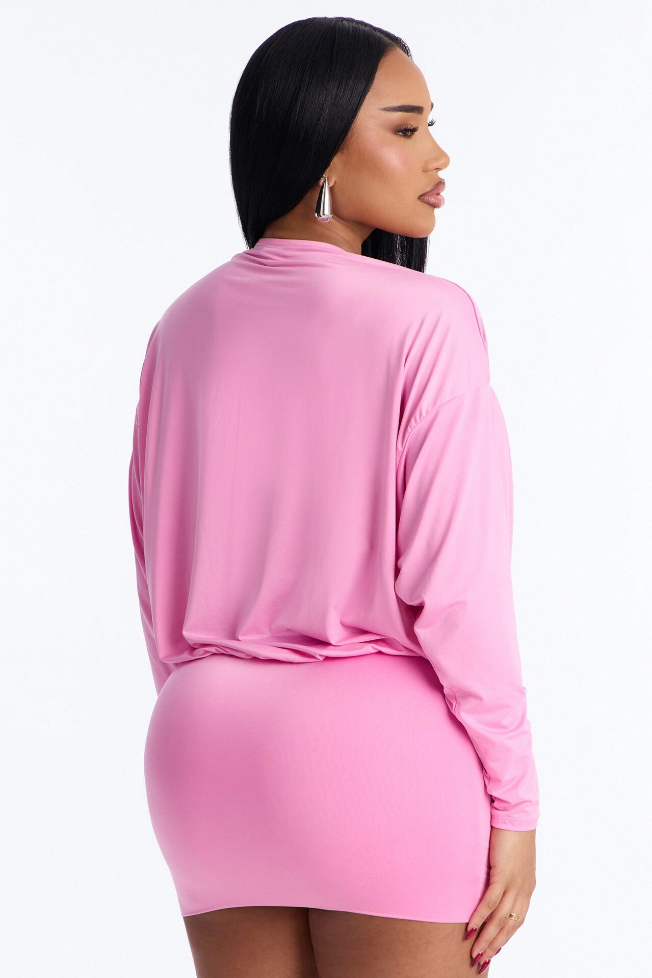 Odette Long Sleeve Mini Dress - Pink