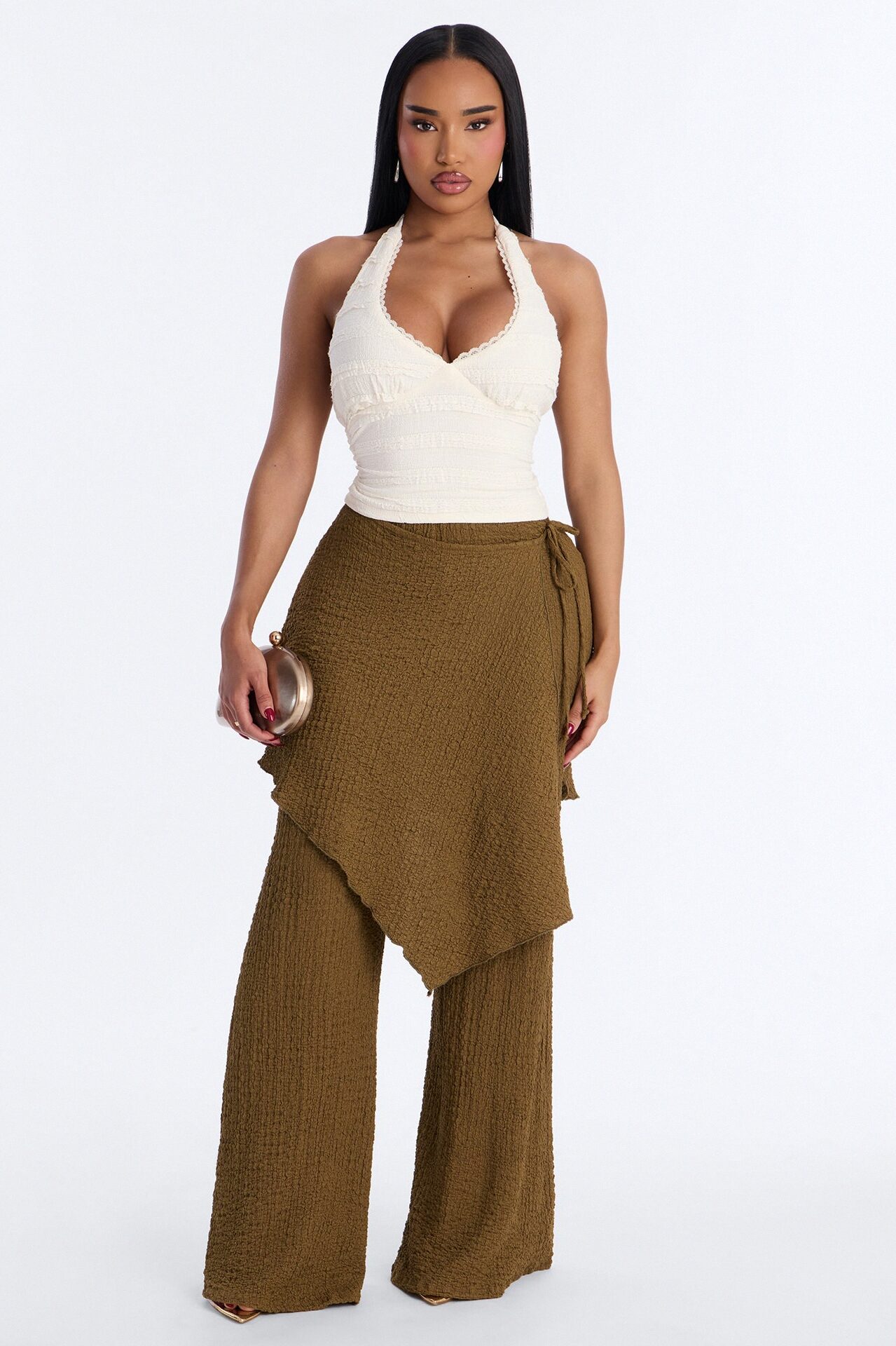 Secret Garden Textured Lace Halter Top - Ivory