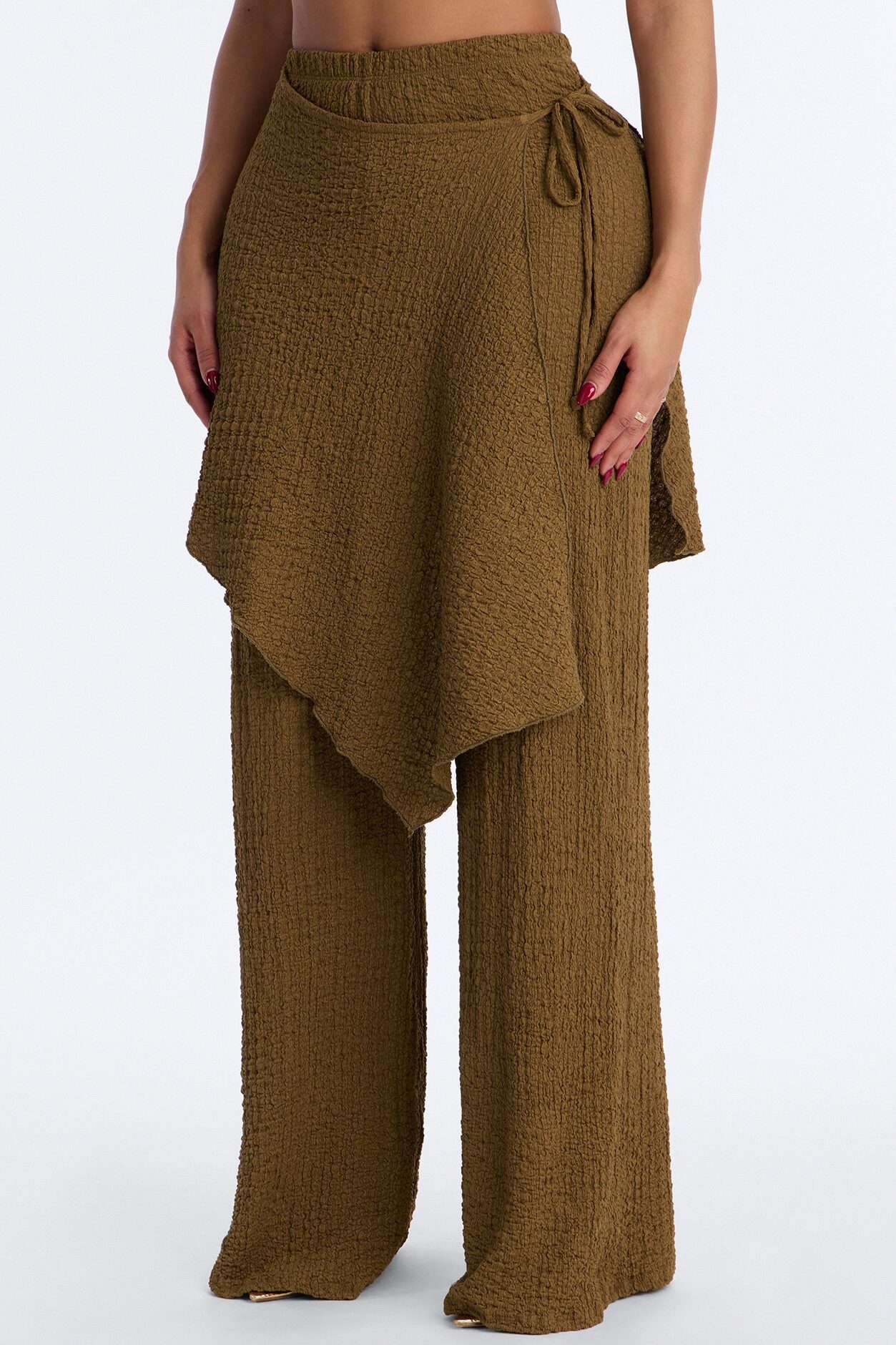 Wrap It Up Skirt Wide Leg Pant 33″ - Olive