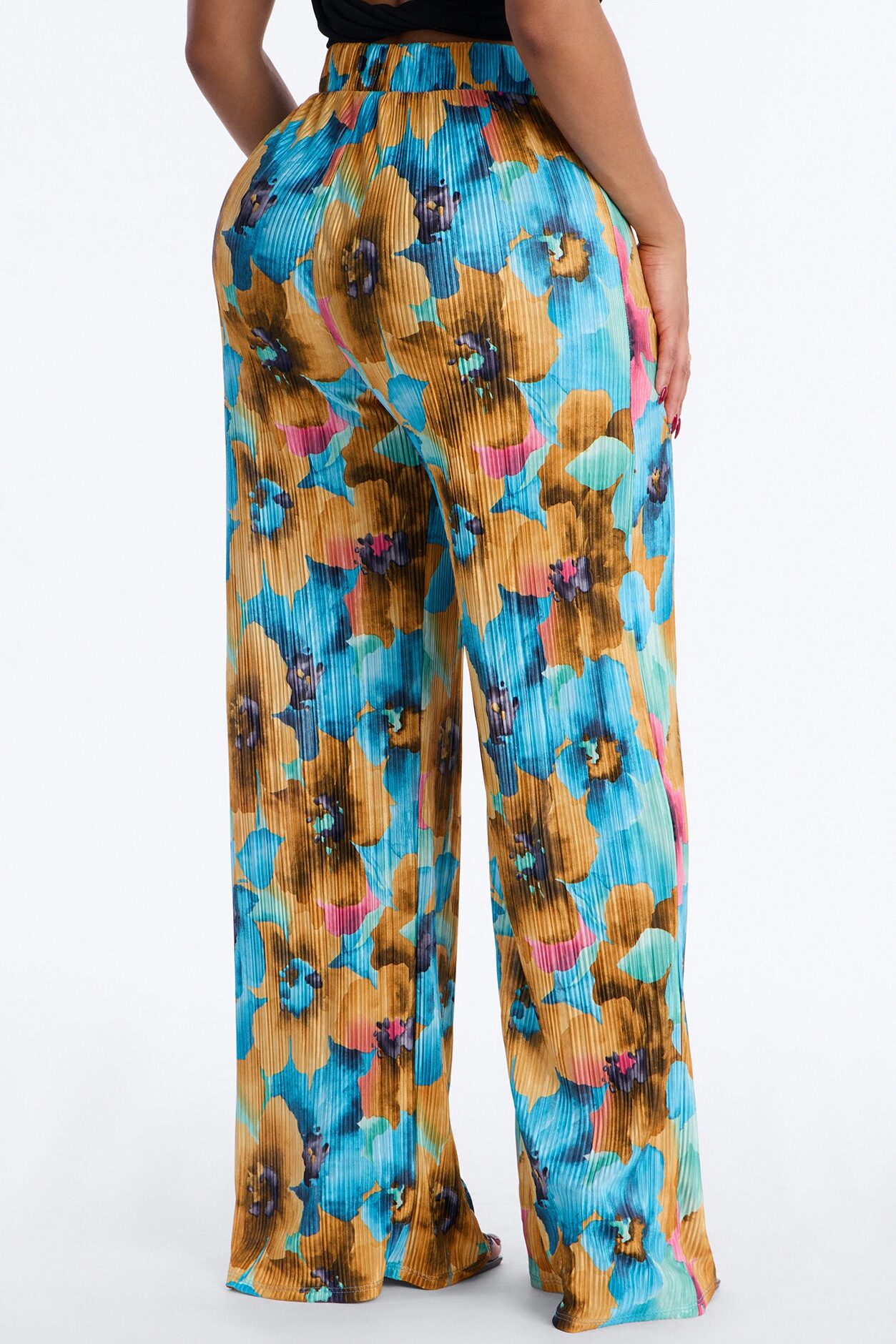 Pure Bliss Printed Plisse Pant - Blue/combo