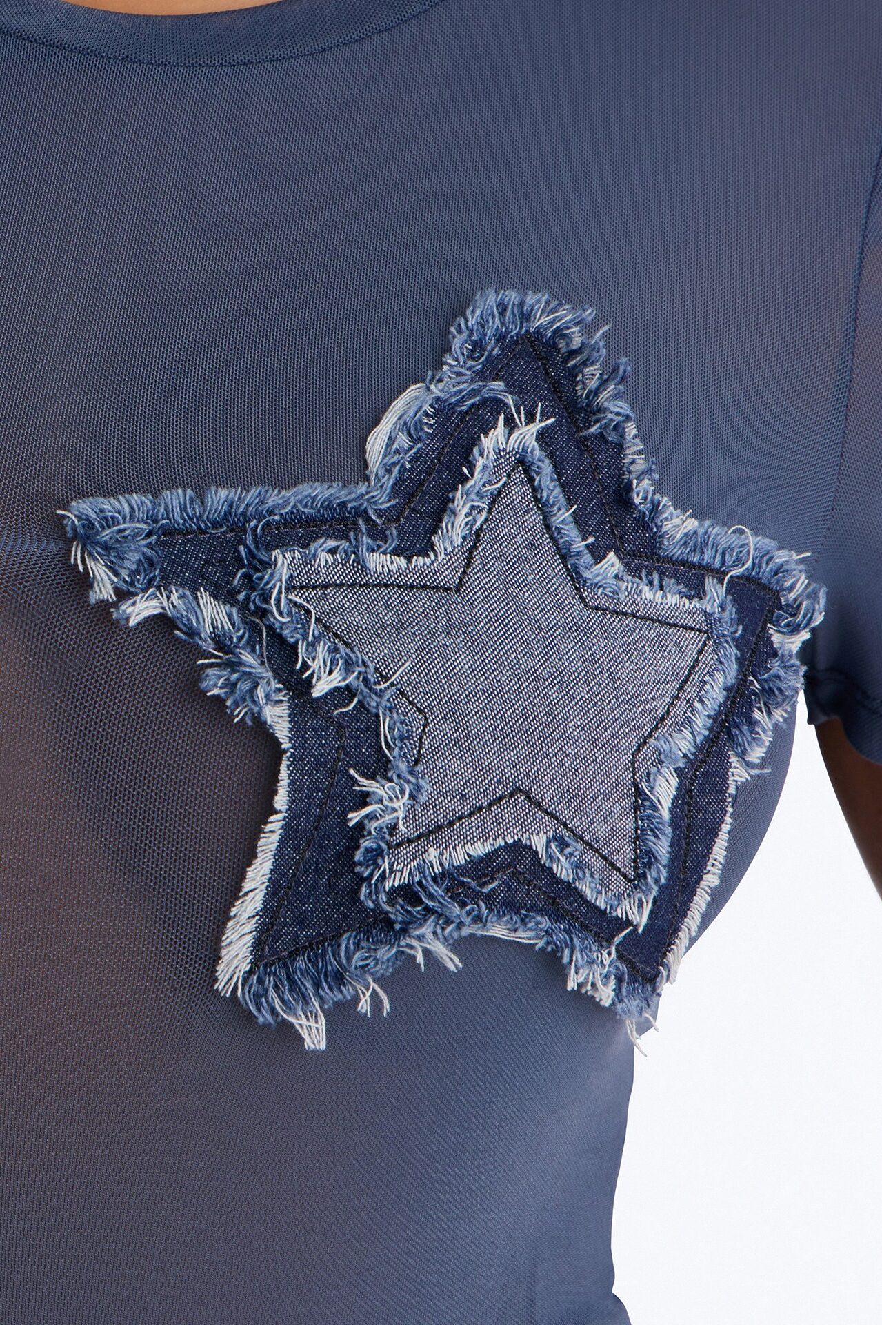 You're A Firework Mesh Bodysuit - Denim