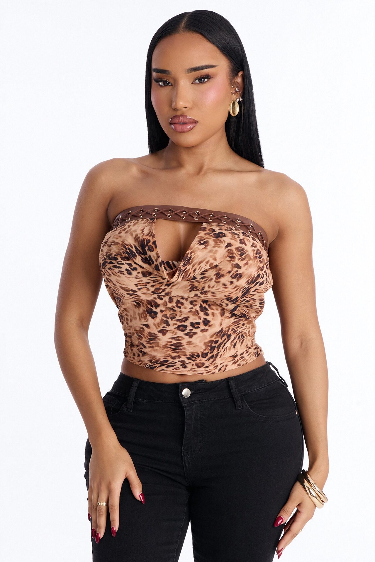 Wild Side Leopard Chiffon Top - Brown/combo