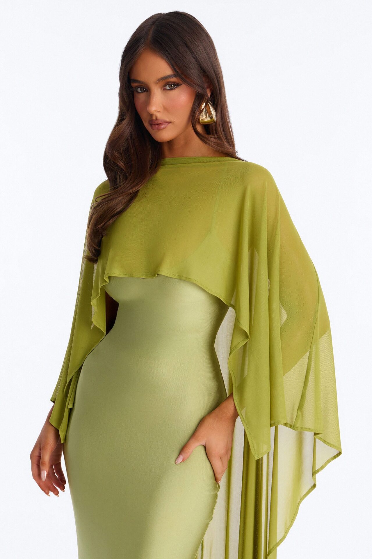 Staying True Satin Maxi Dress - Sage