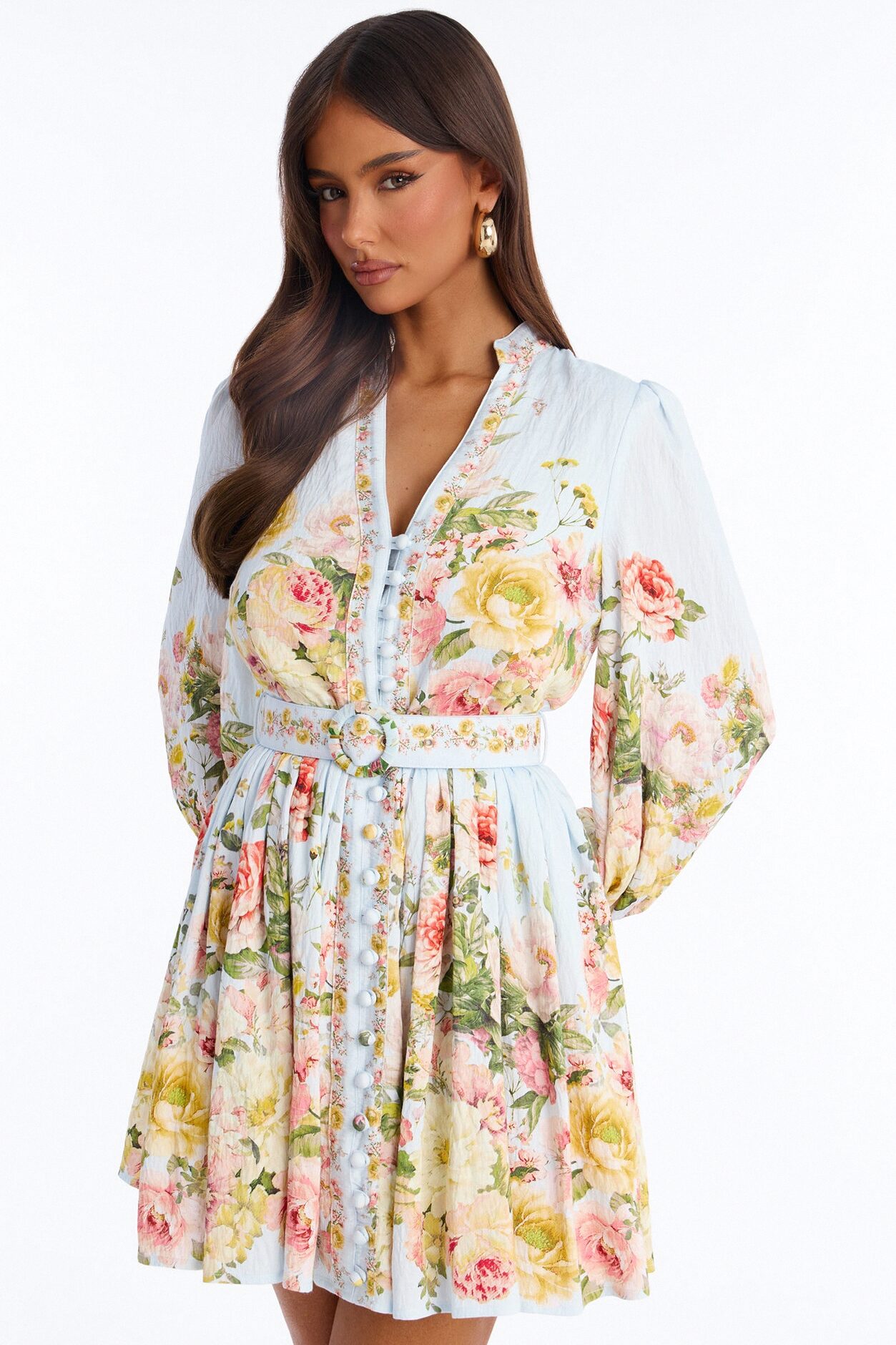 Blair Belted Rayon Mini Dress - Blue
