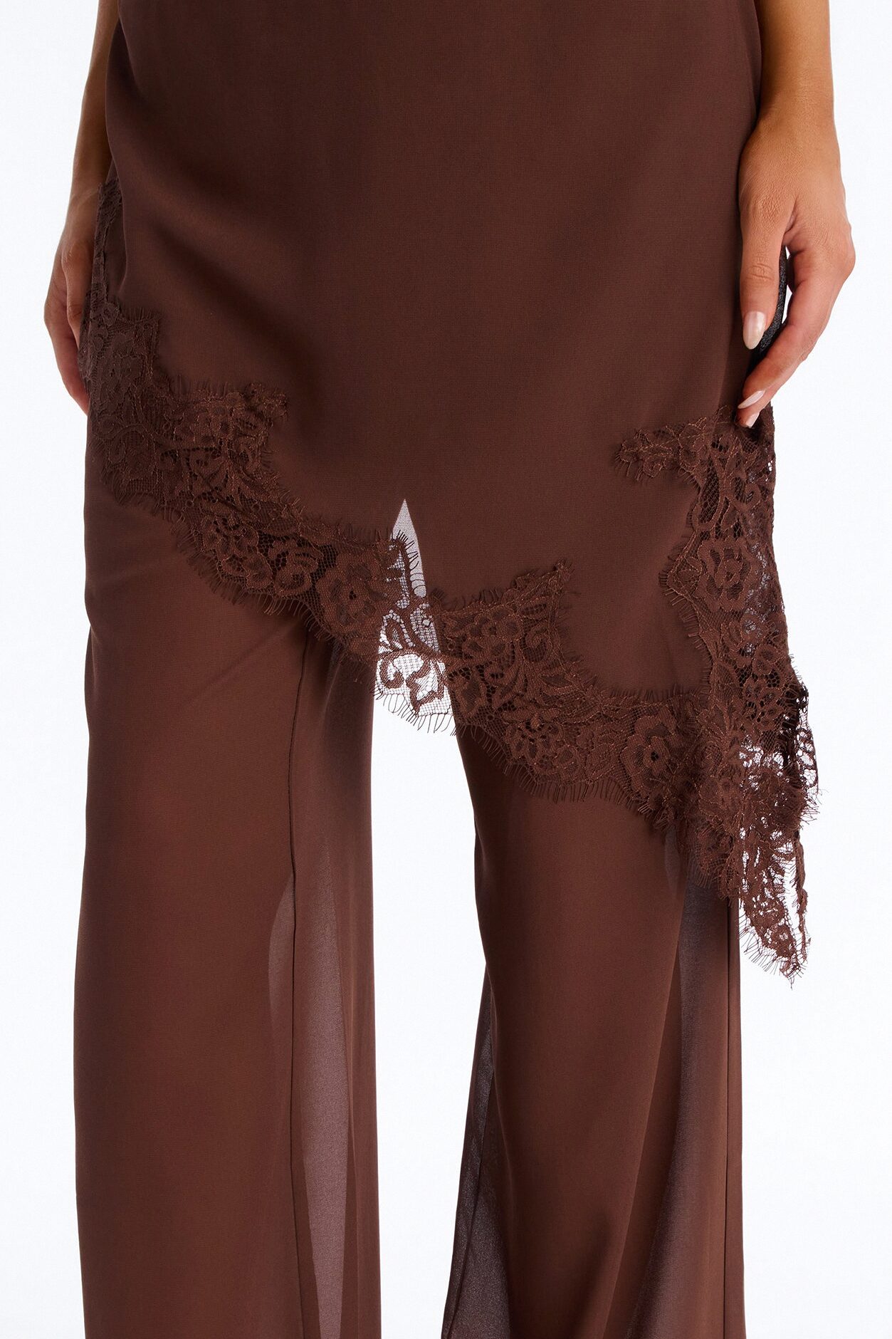 Current Mood Chiffon Halter Pant Set - Brown