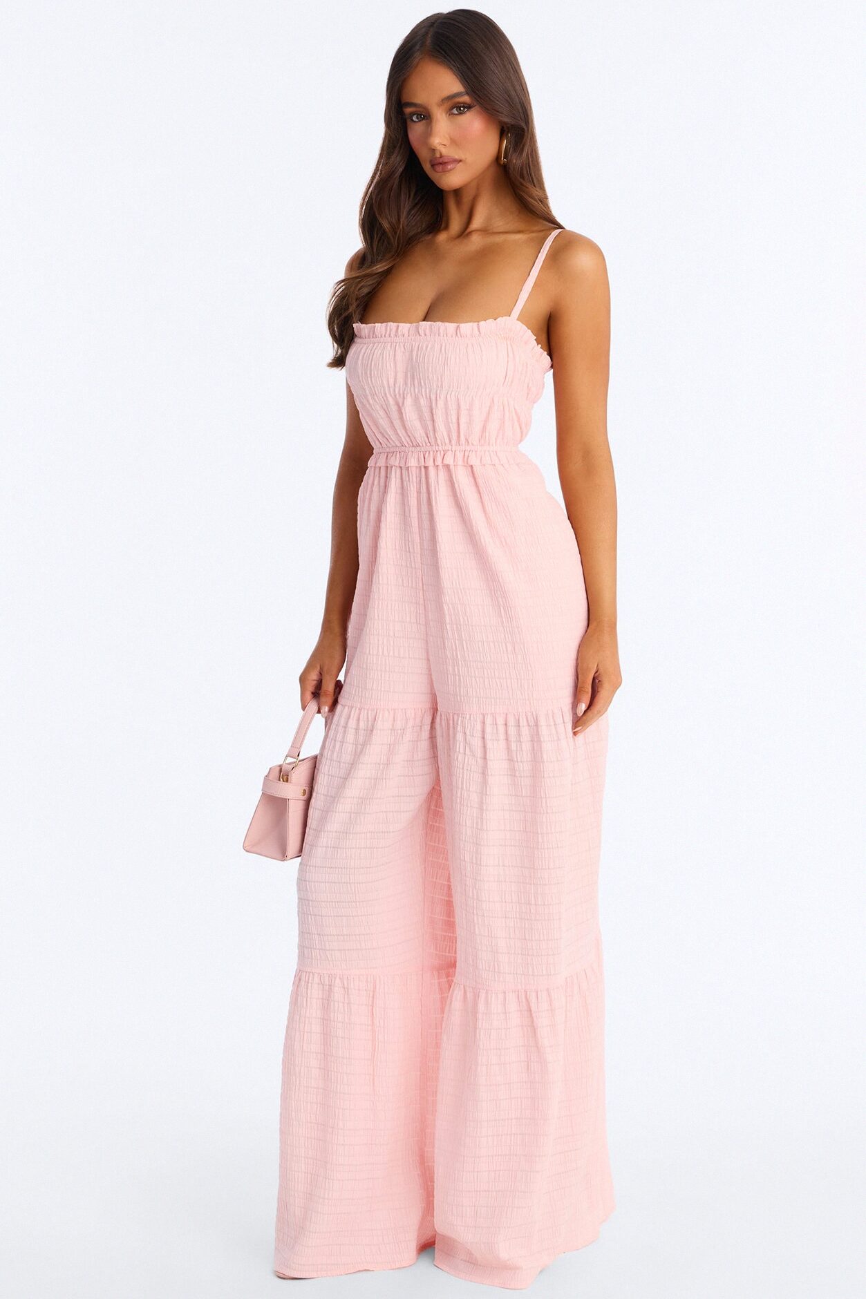 Marla Tiered Wide Leg Jumpsuit - Pink