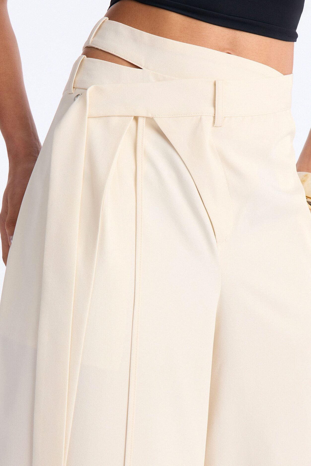 All Wrapped Up Cutout Wide Leg Trousers - Ivory