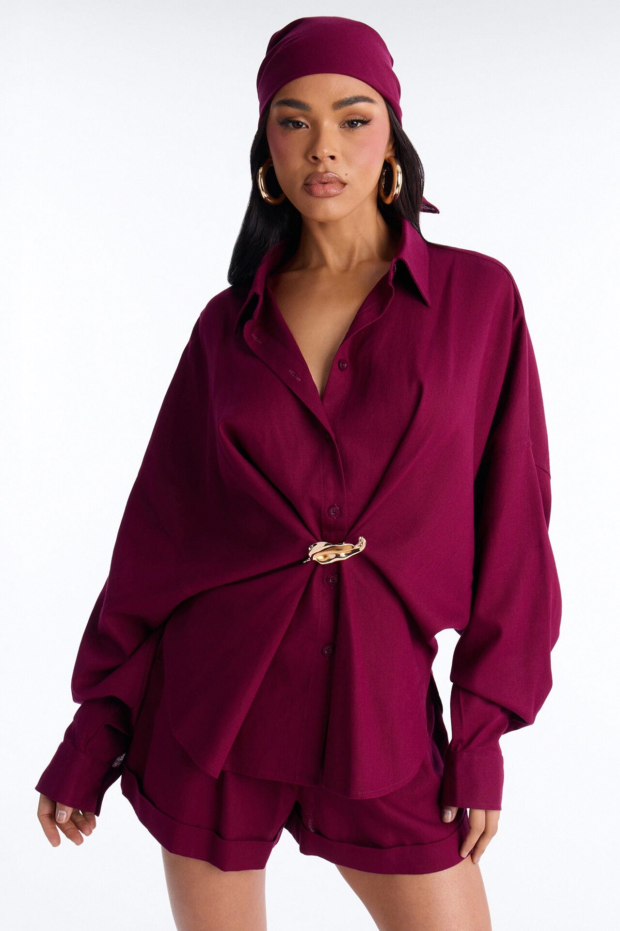 Dahlia 3 Piece Short Set - Plum