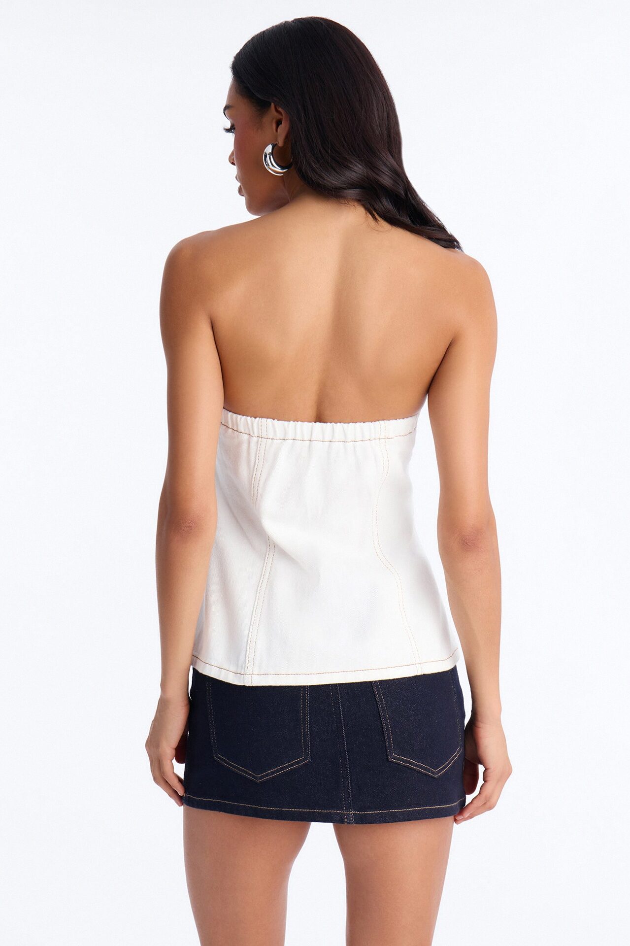 Denim Therapy Asymmetrical Tube Top - White