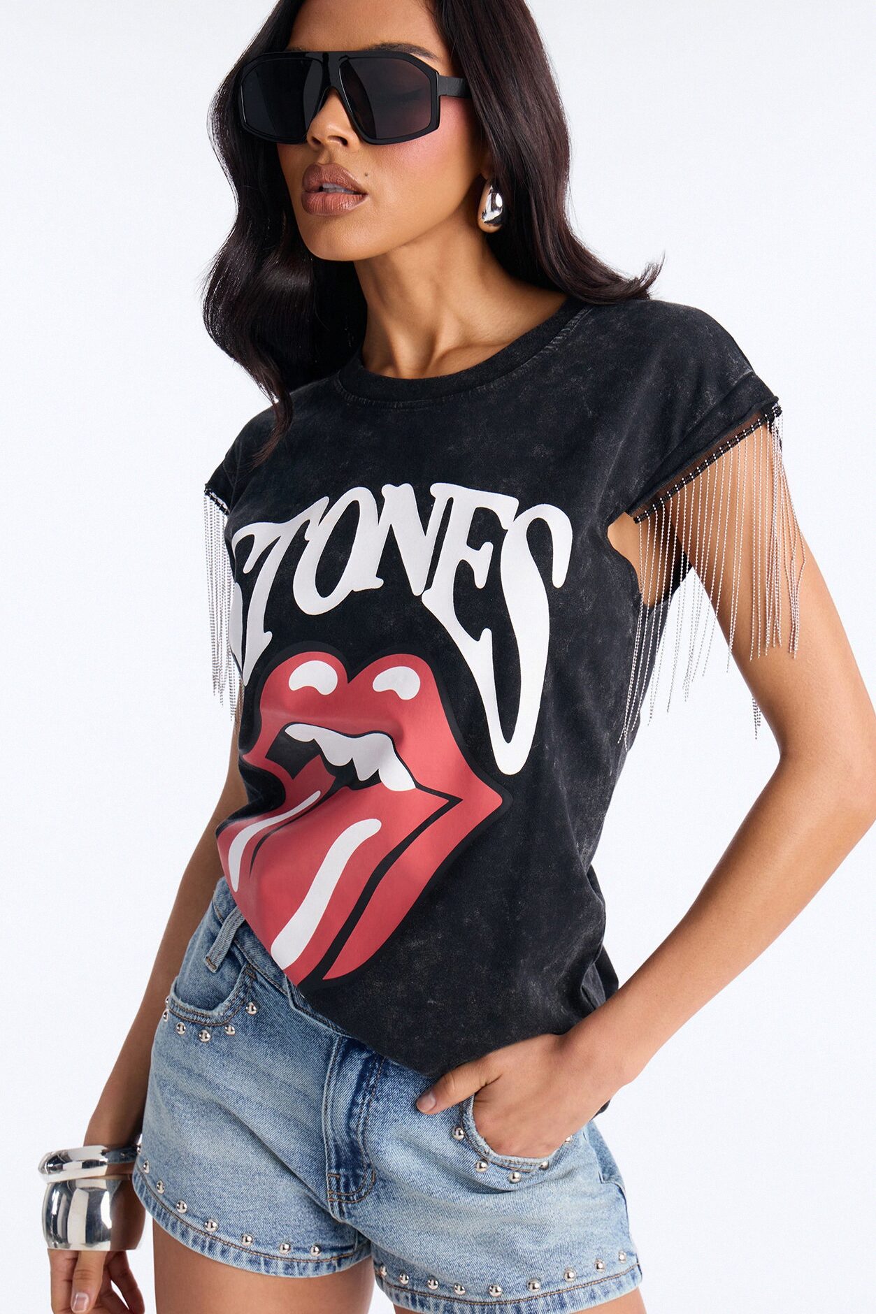 Rolling Stones Chain Sleeve Tee - Black