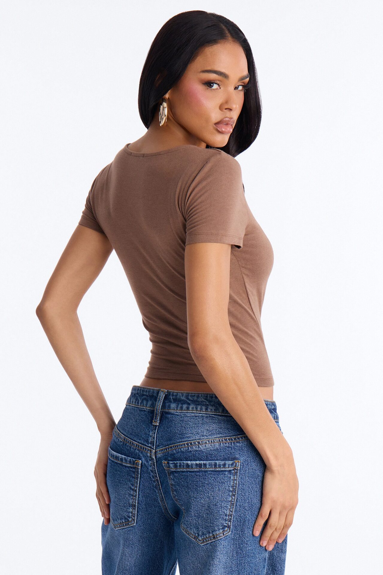 Marissa Double Lined Basic Top - Brown