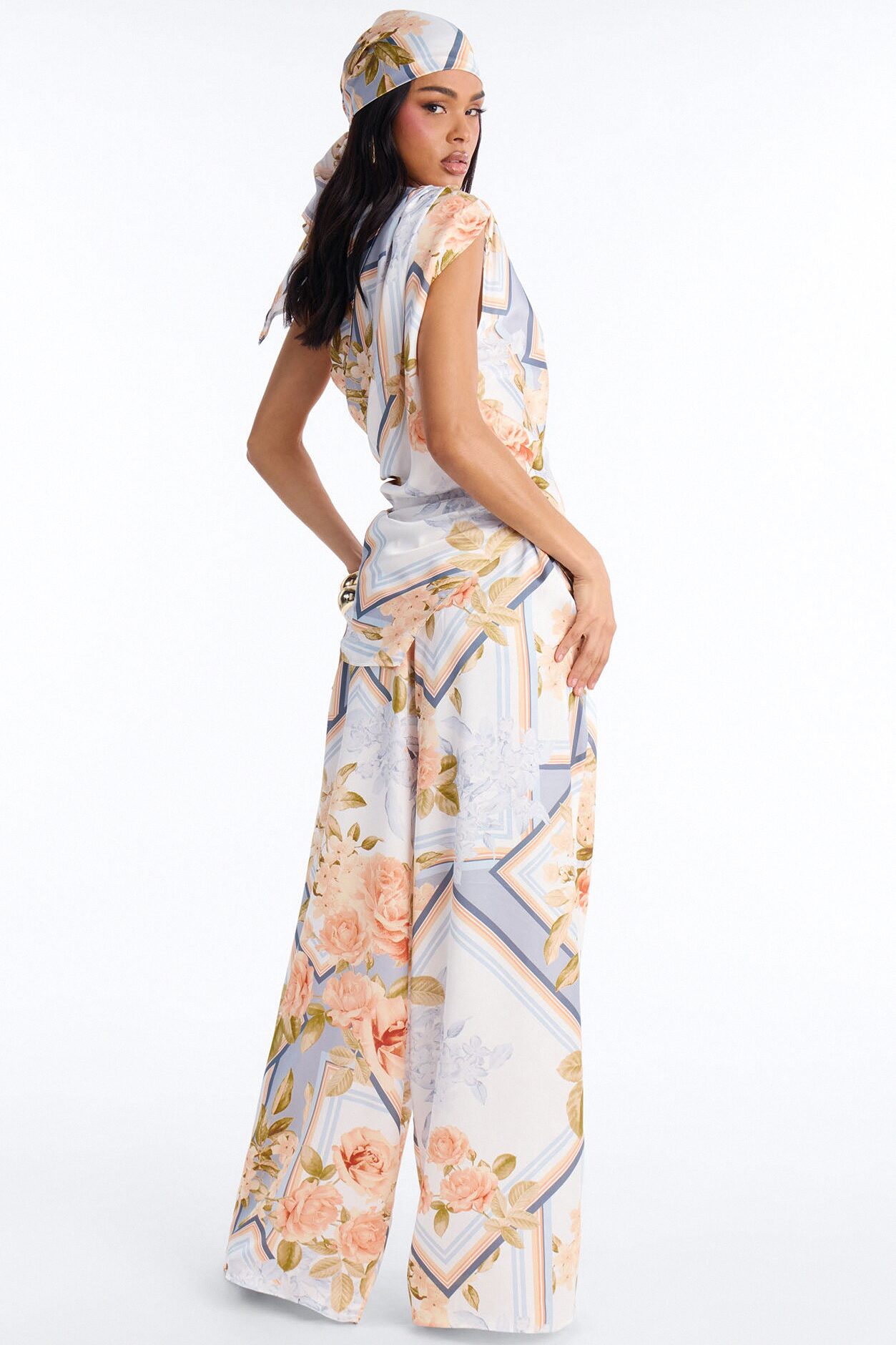 Rosalinda Satin 3 Piece Pant - Blue/combo