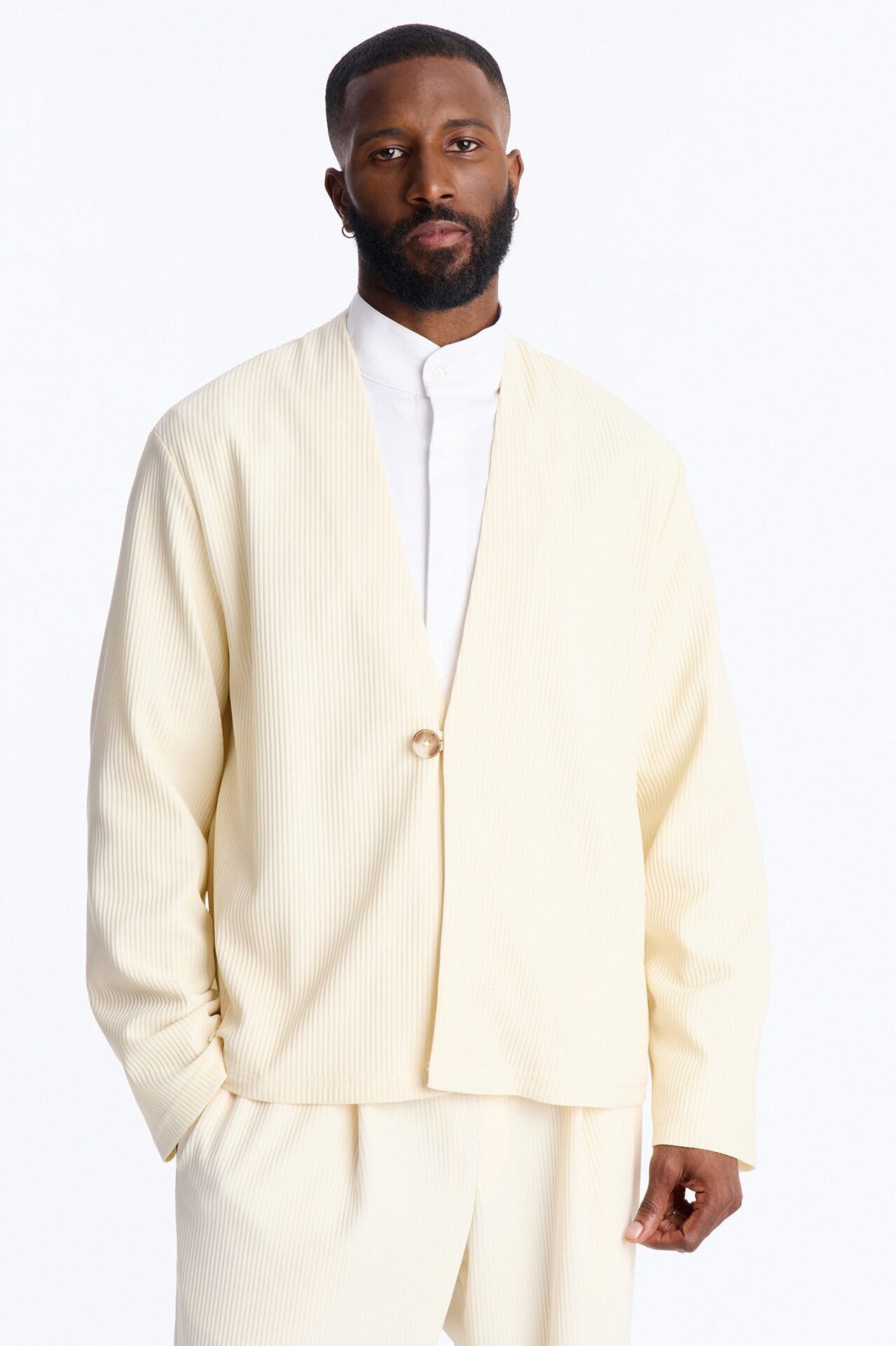 Show Up Shawl Collar Blazer - Cream