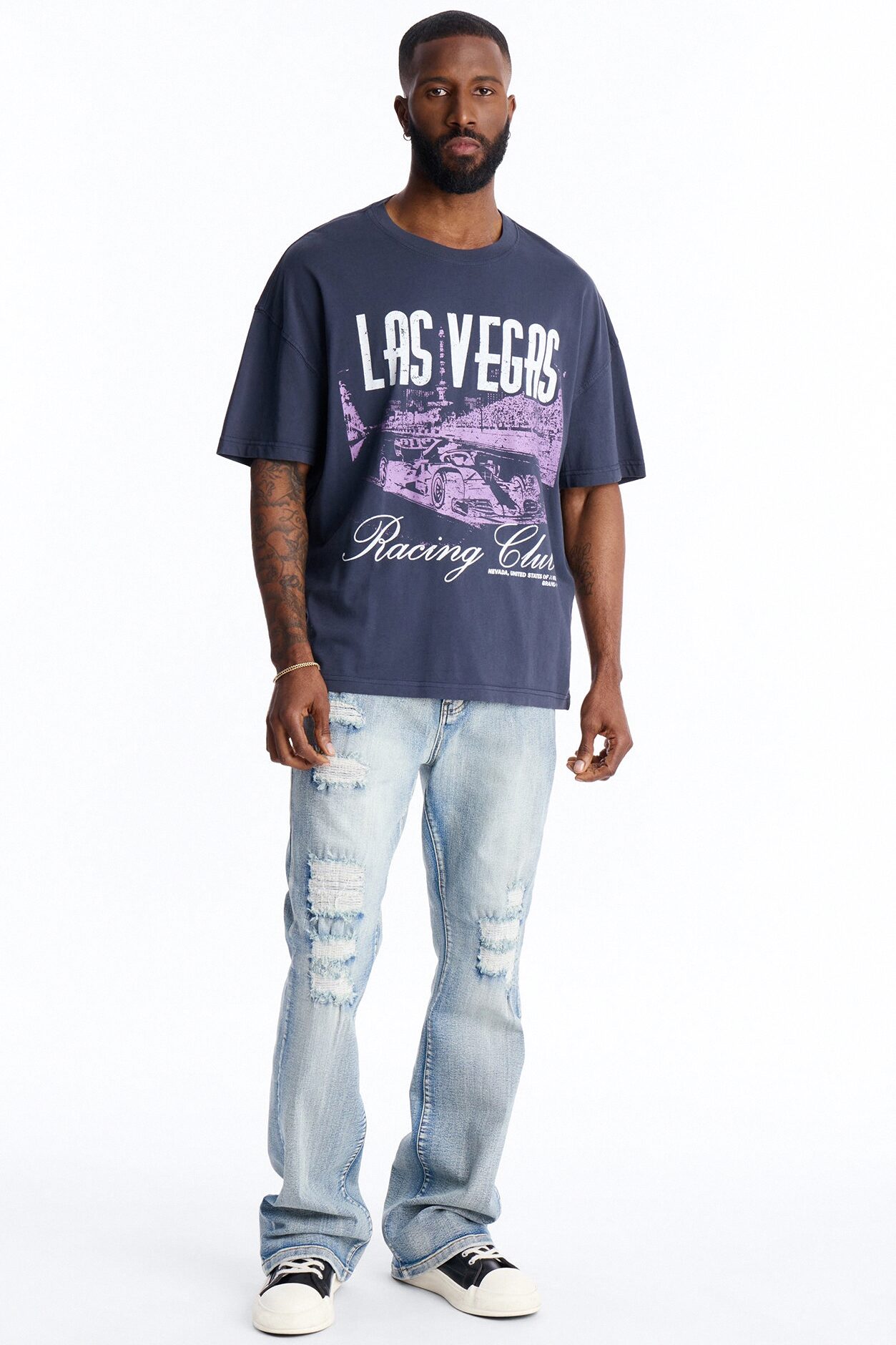 Las Vegas Racing Club Oversized Short Sleeve Tee - Navy