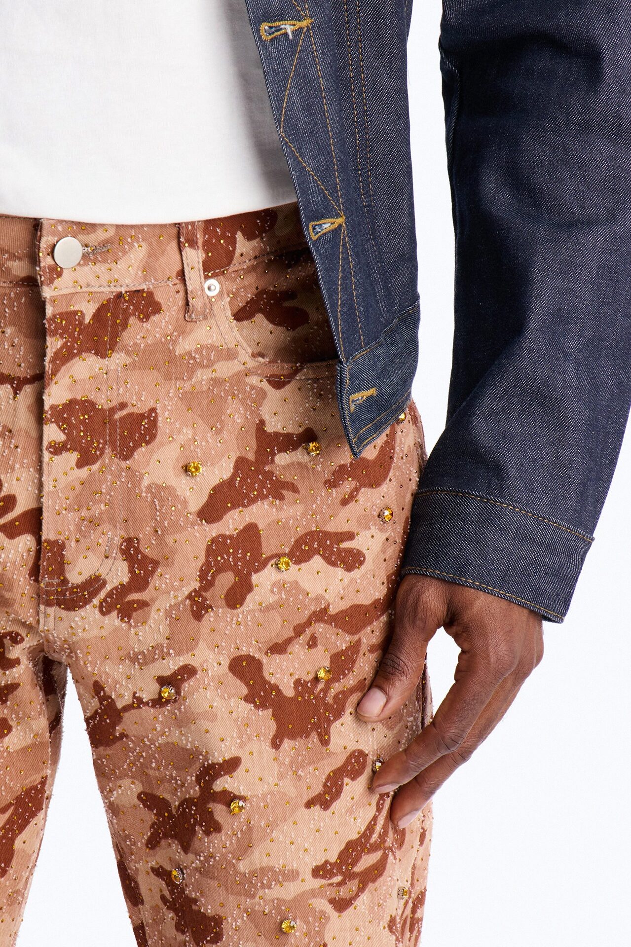 Slim Embellished Hex Pant - Chocolate