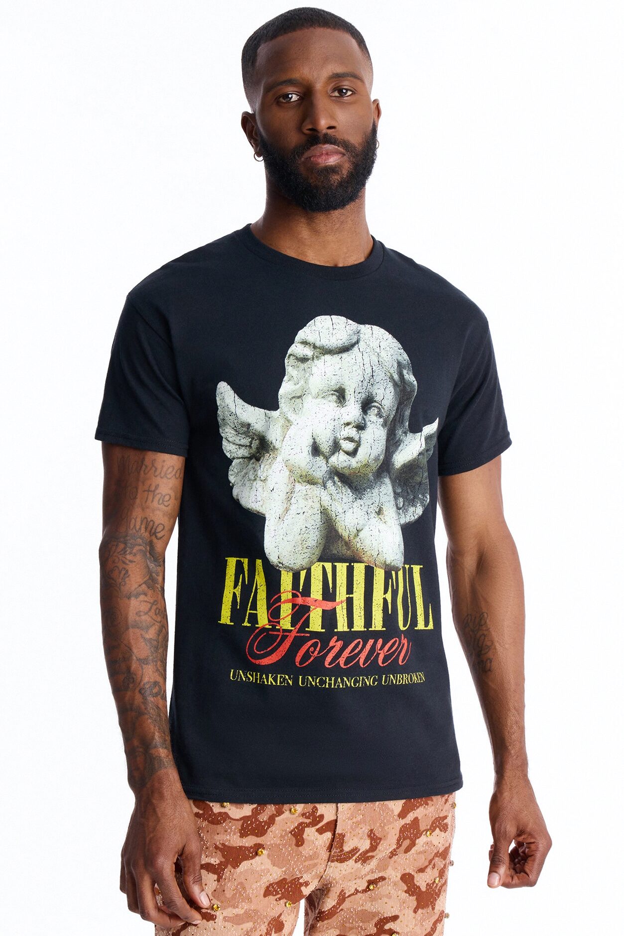 Faithful Forever Angel Short Sleeve Tee - Black